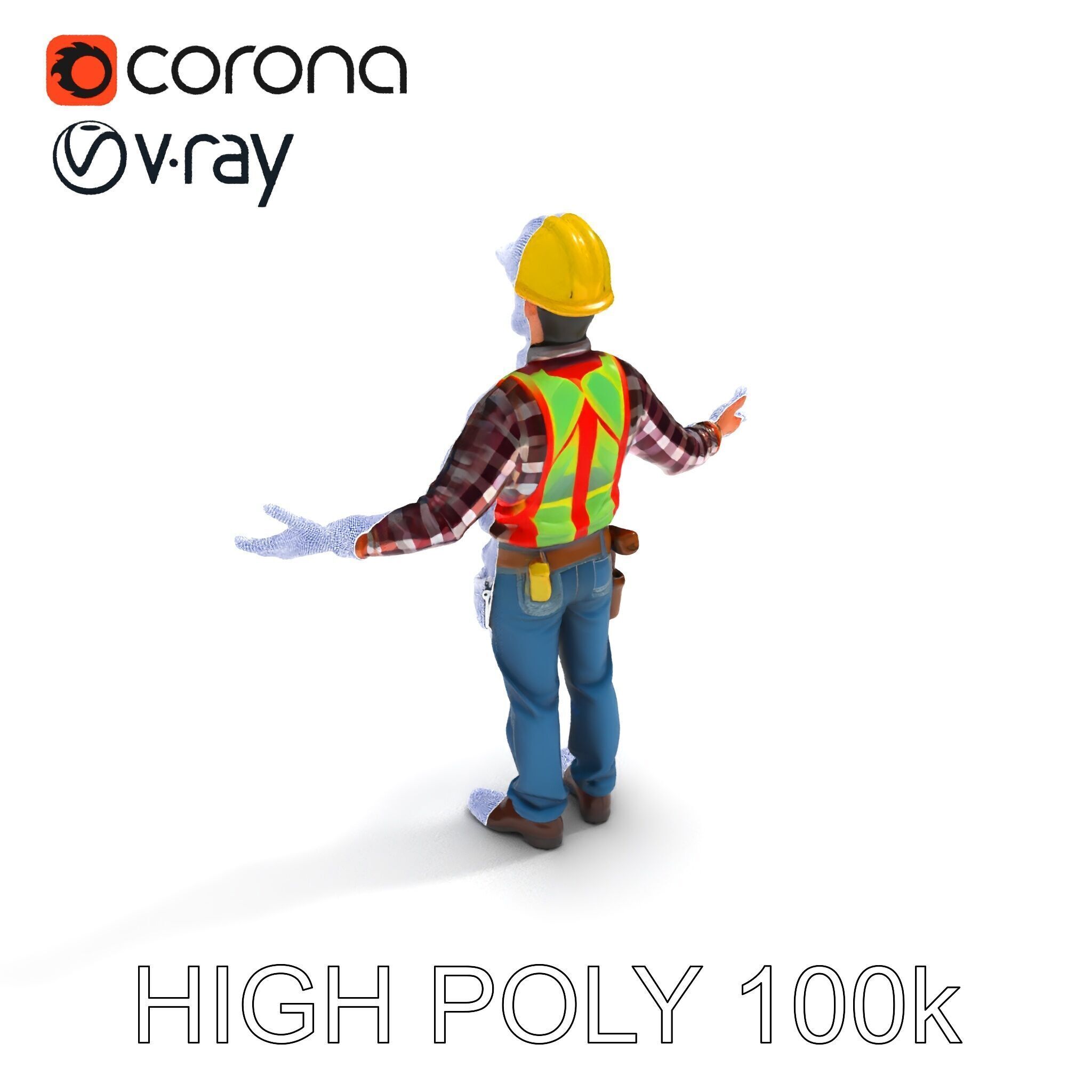 Construction Worker Character Model Pack Low-poly 3D model_27