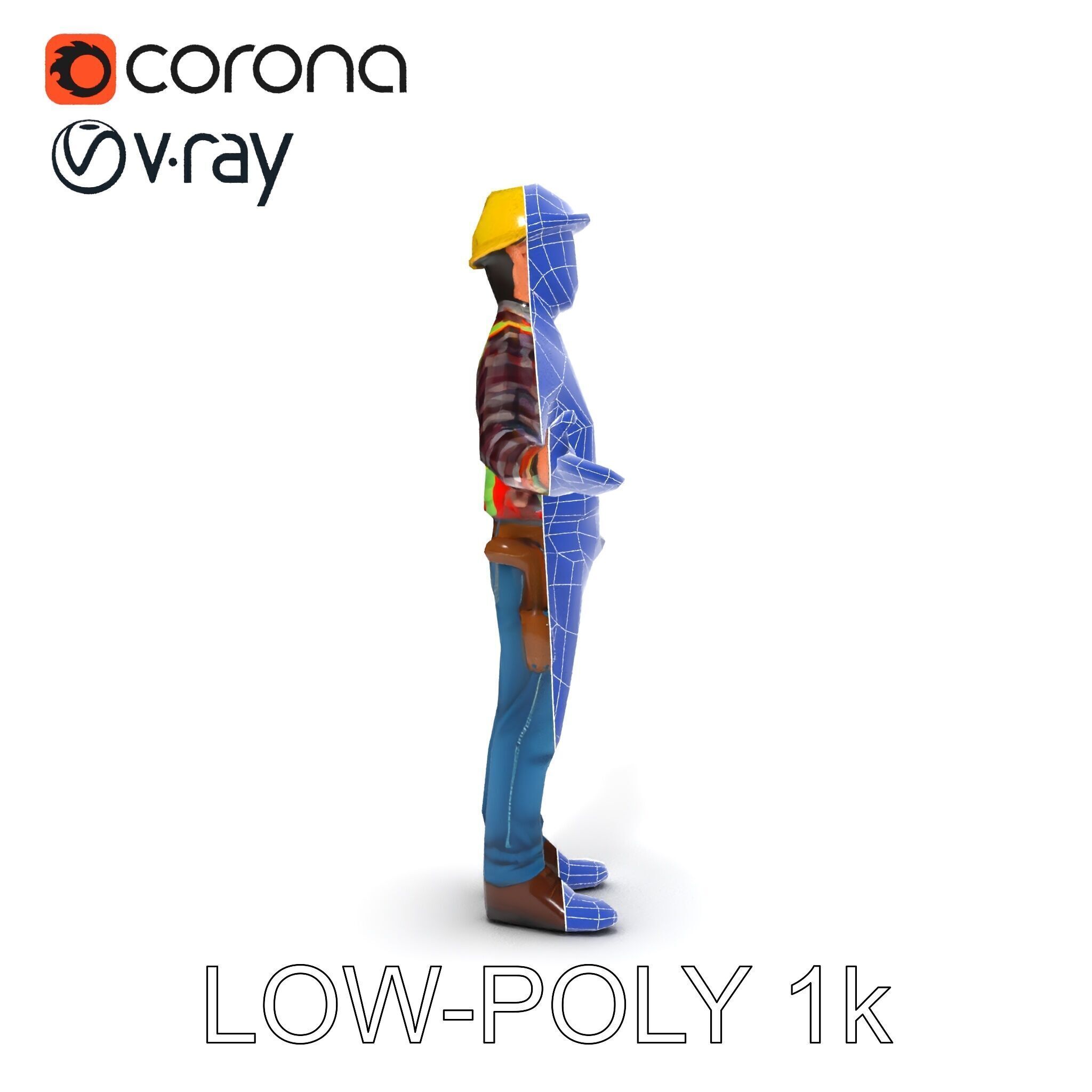 Construction Worker Character Model Pack Low-poly 3D model_31