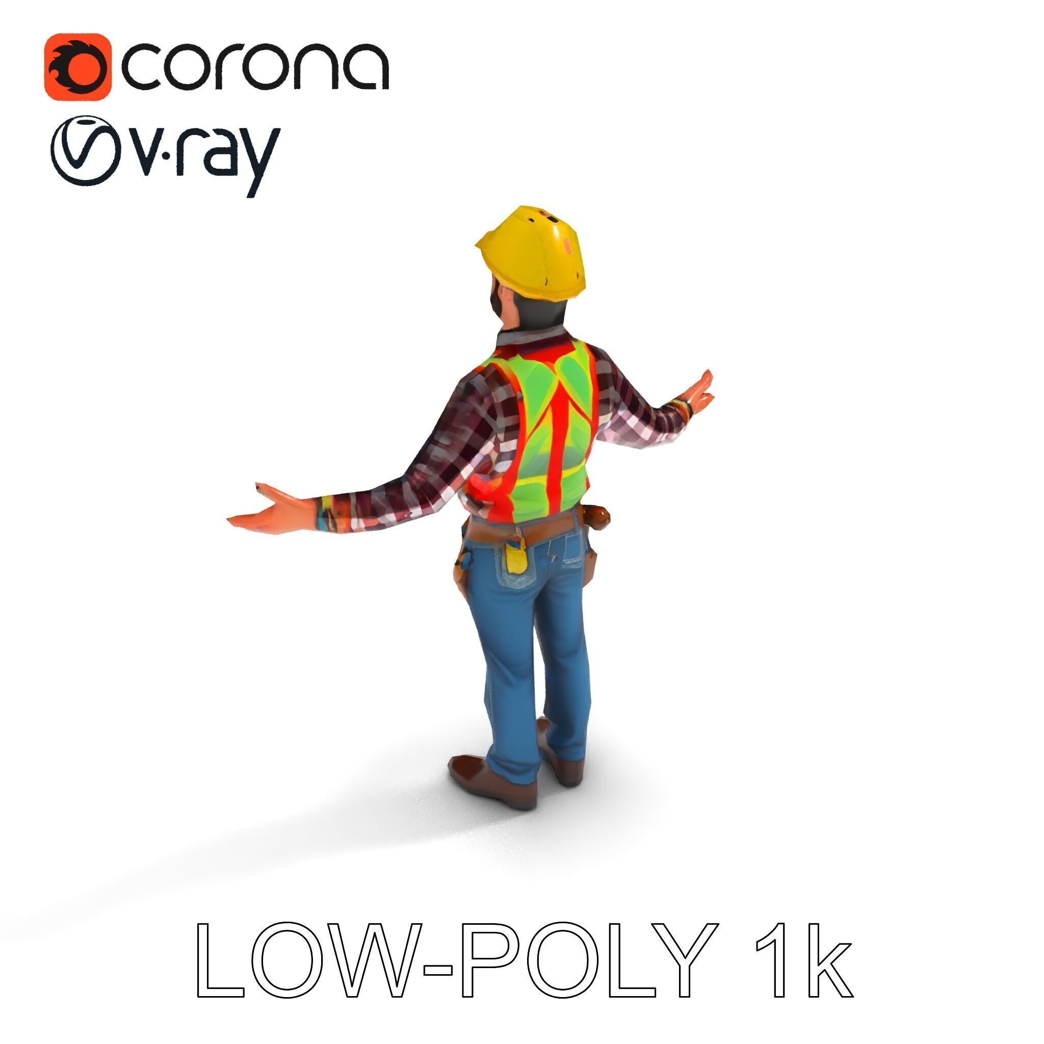 Construction Worker Character Model Pack Low-poly 3D model_7
