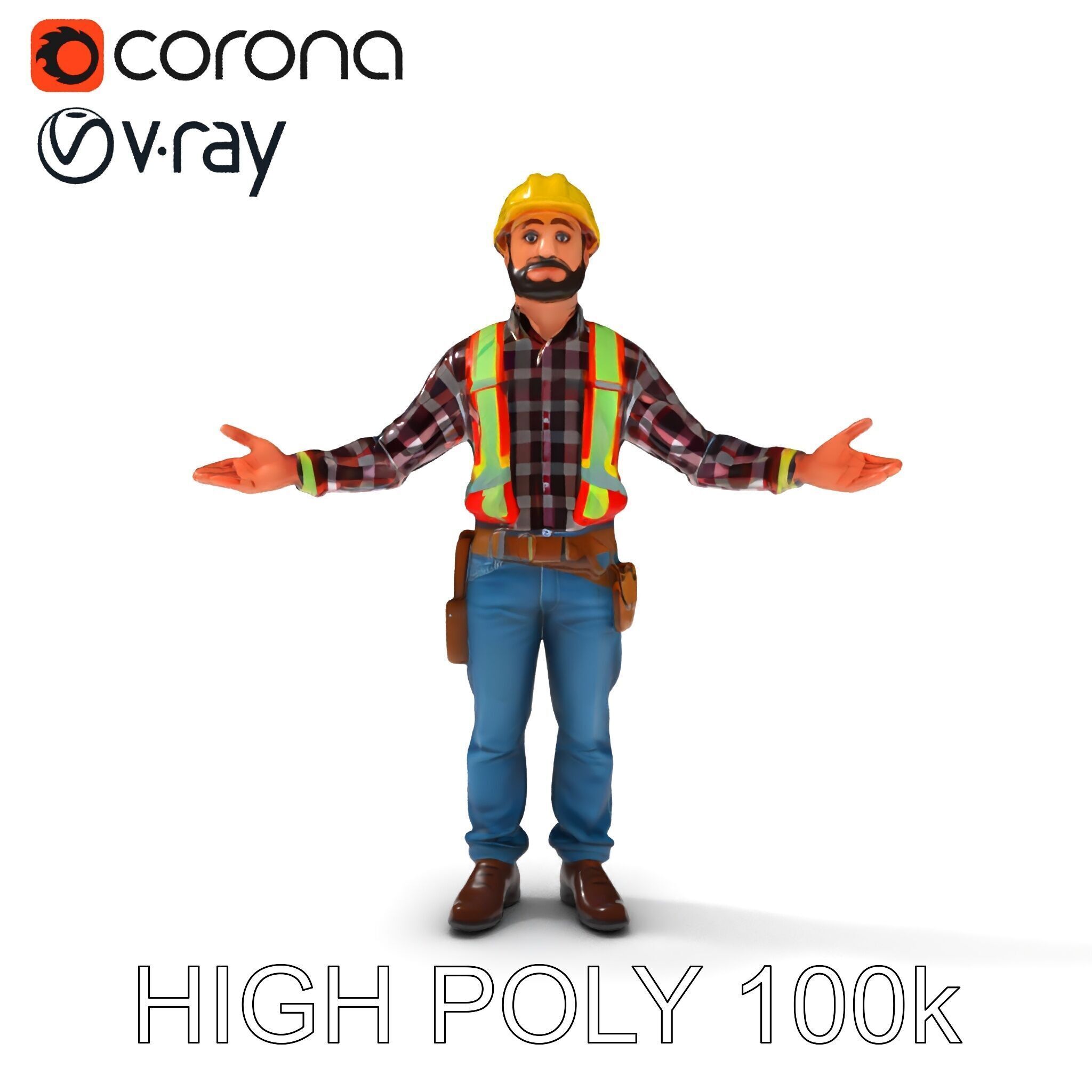 Construction Worker Character Model Pack Low-poly 3D model_22