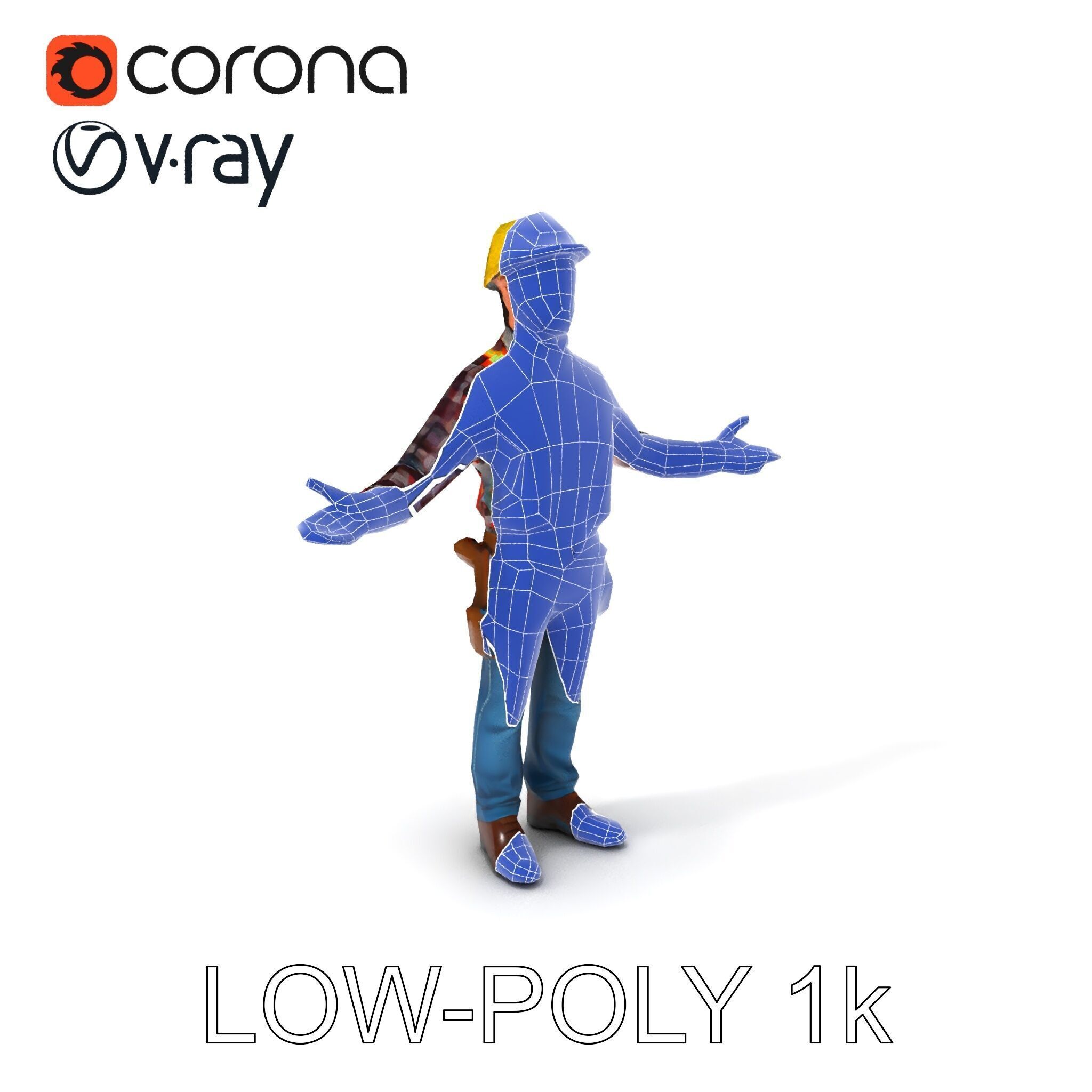 Construction Worker Character Model Pack Low-poly 3D model_21