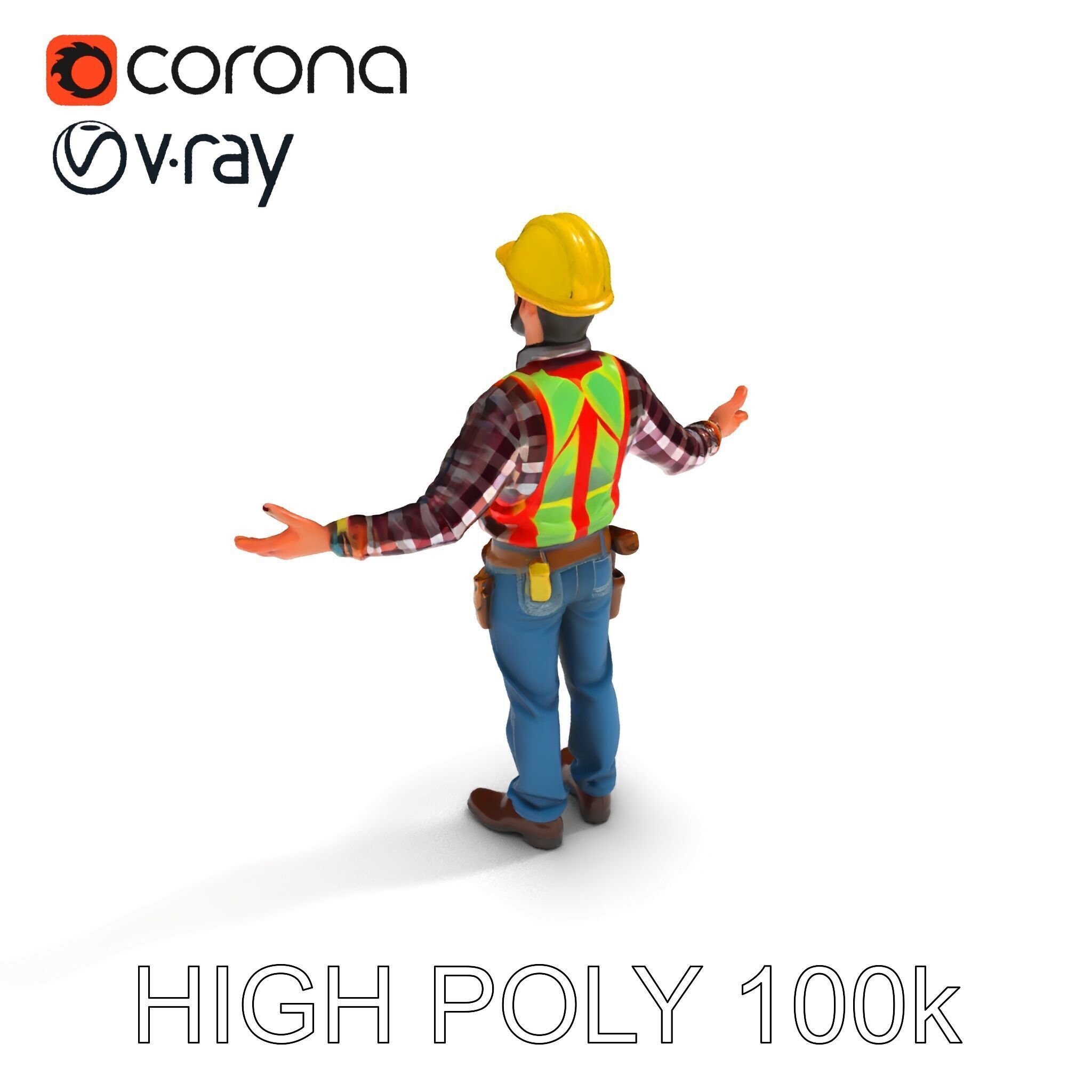 Construction Worker Character Model Pack Low-poly 3D model_16
