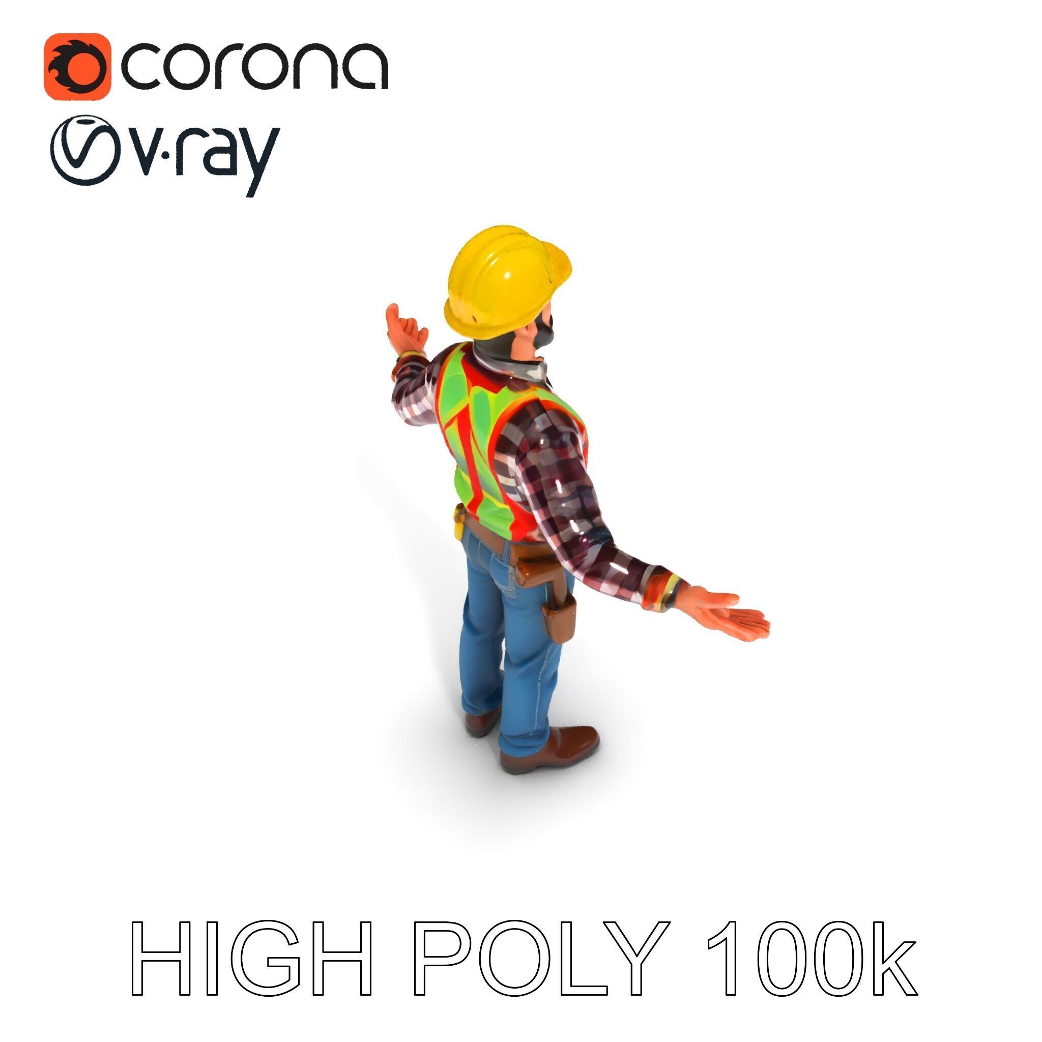 Construction Worker Character Model Pack Low-poly 3D model_35