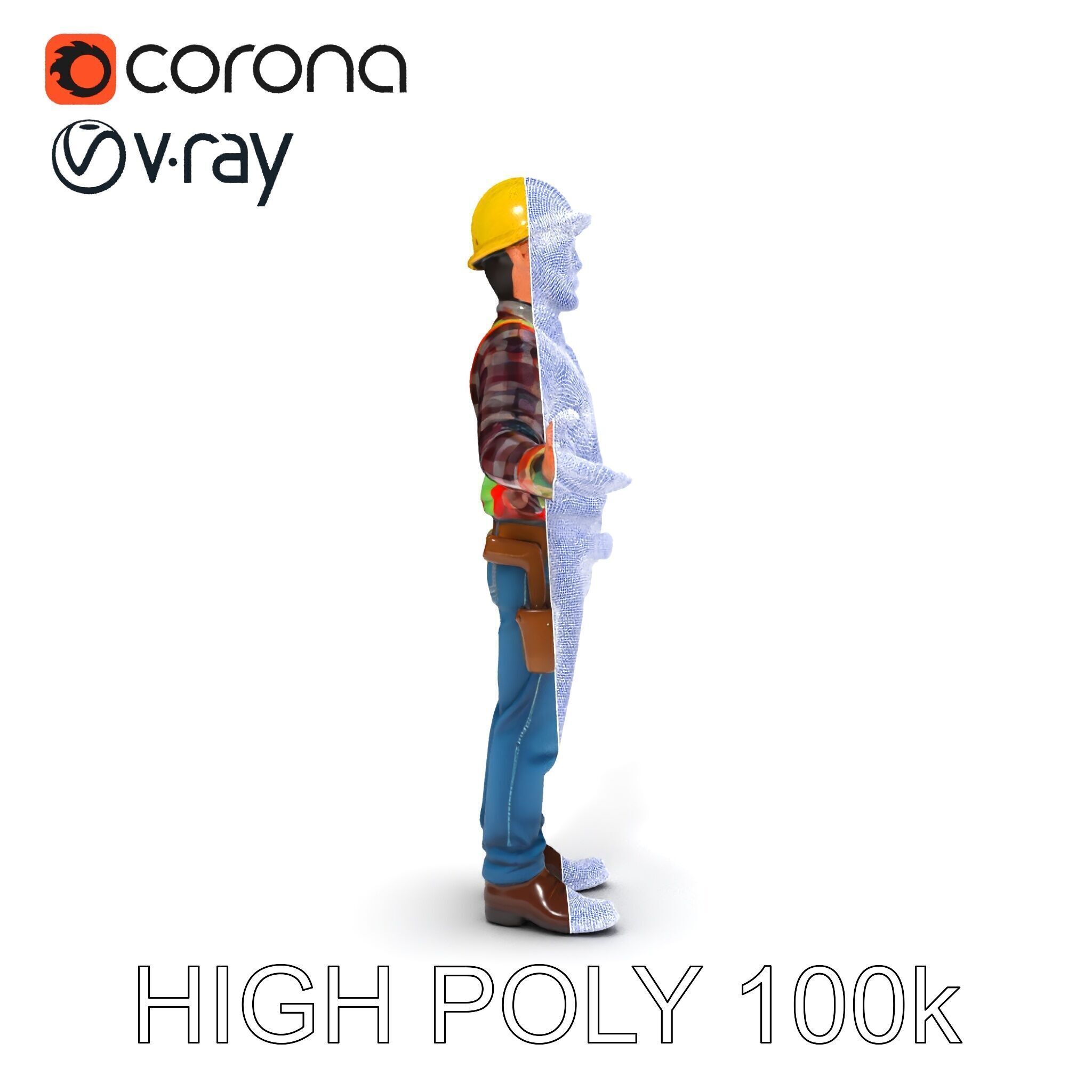 Construction Worker Character Model Pack Low-poly 3D model_10