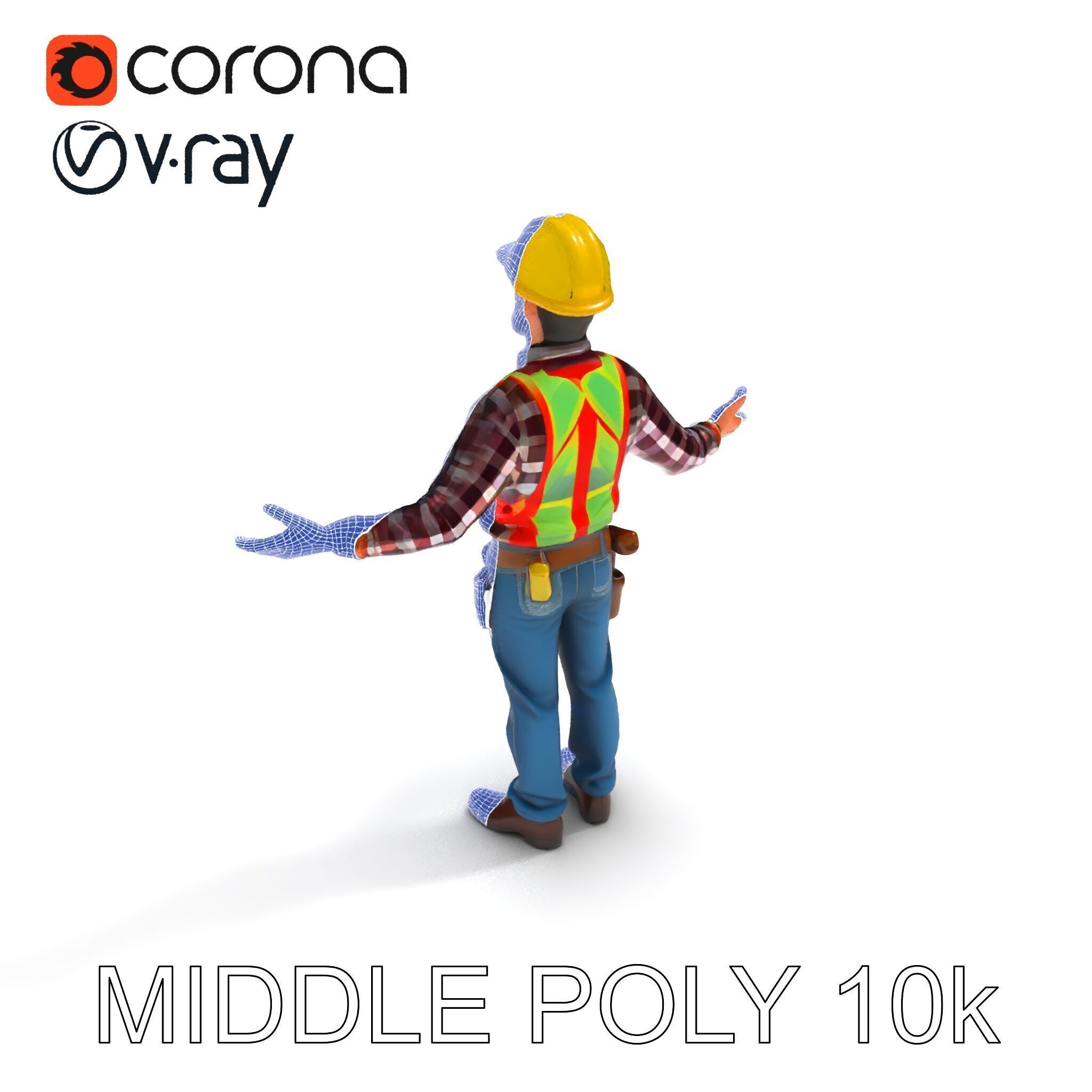 Construction Worker Character Model Pack Low-poly 3D model_8