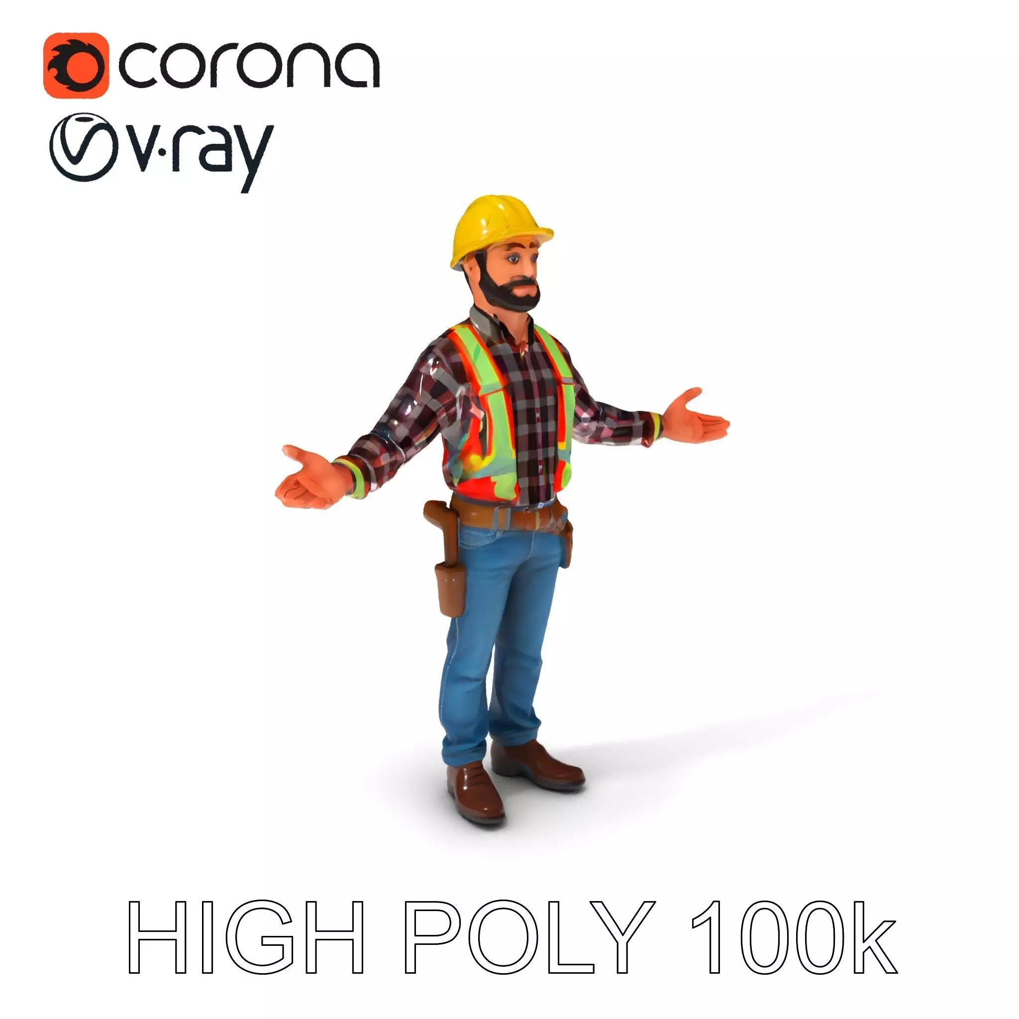Construction Worker Character Model Pack Low-poly 3D model_0