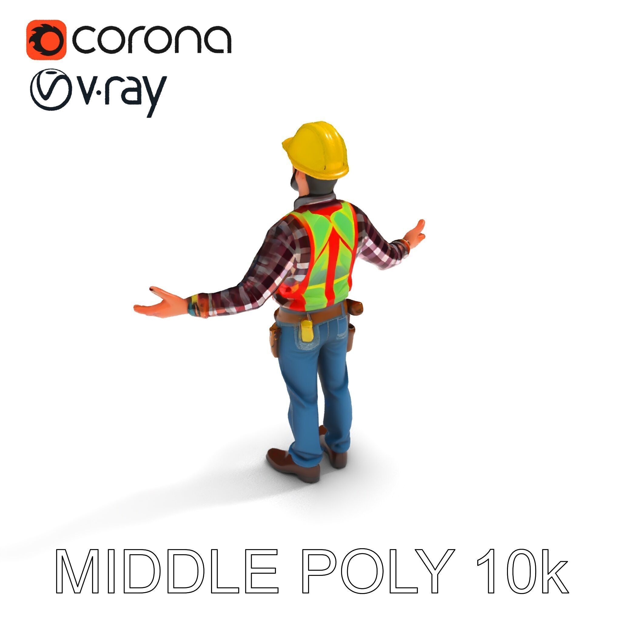 Construction Worker Character Model Pack Low-poly 3D model_23