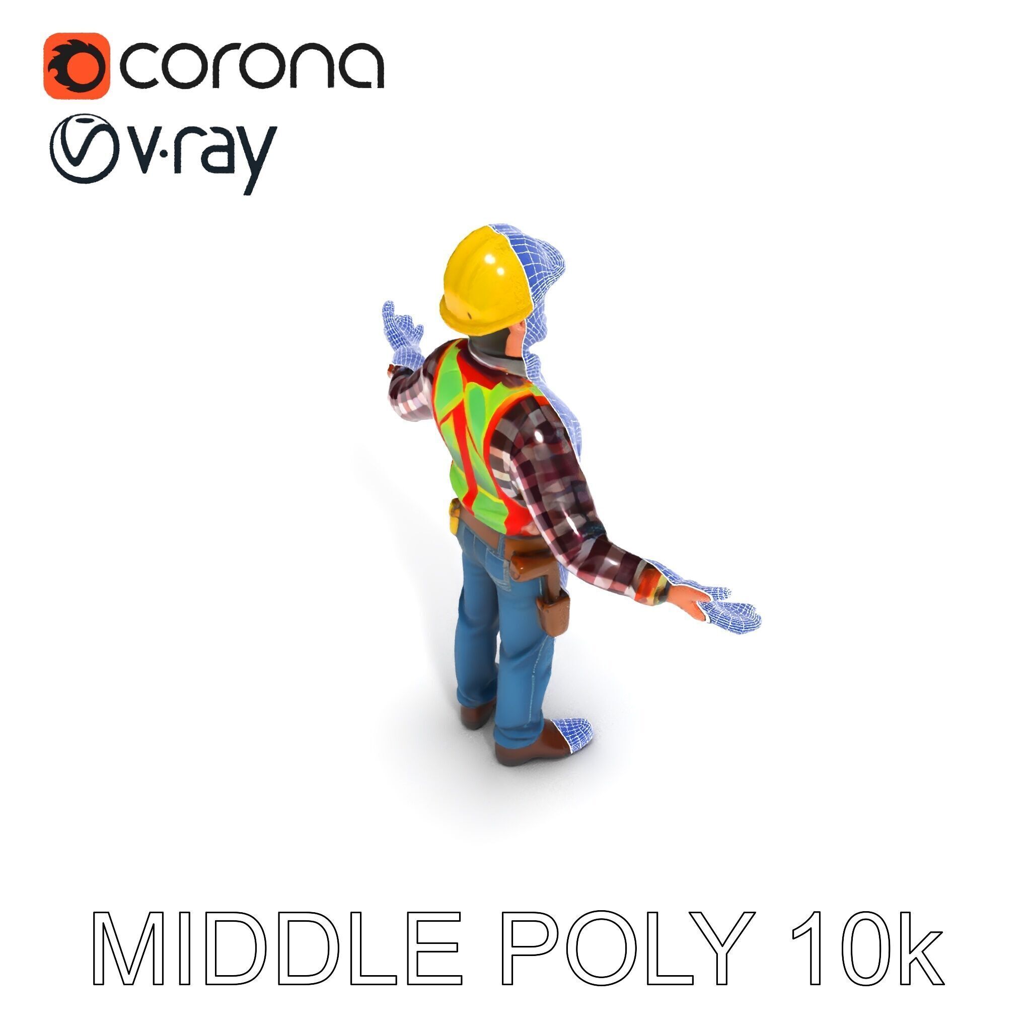 Construction Worker Character Model Pack Low-poly 3D model_25