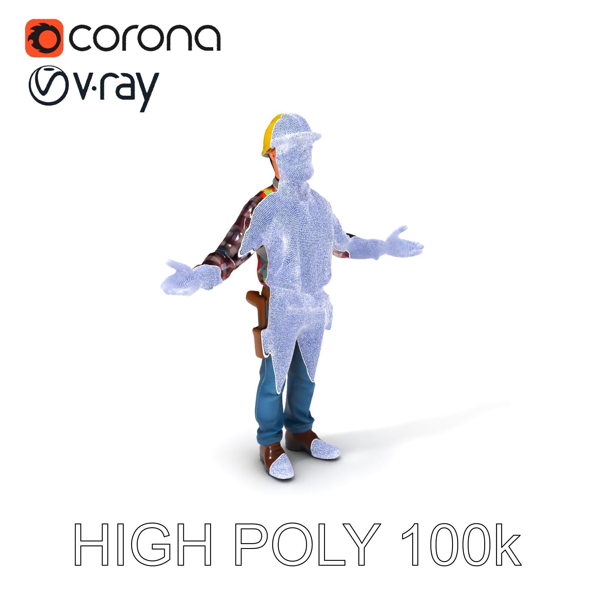 Construction Worker Character Model Pack Low-poly 3D model_3