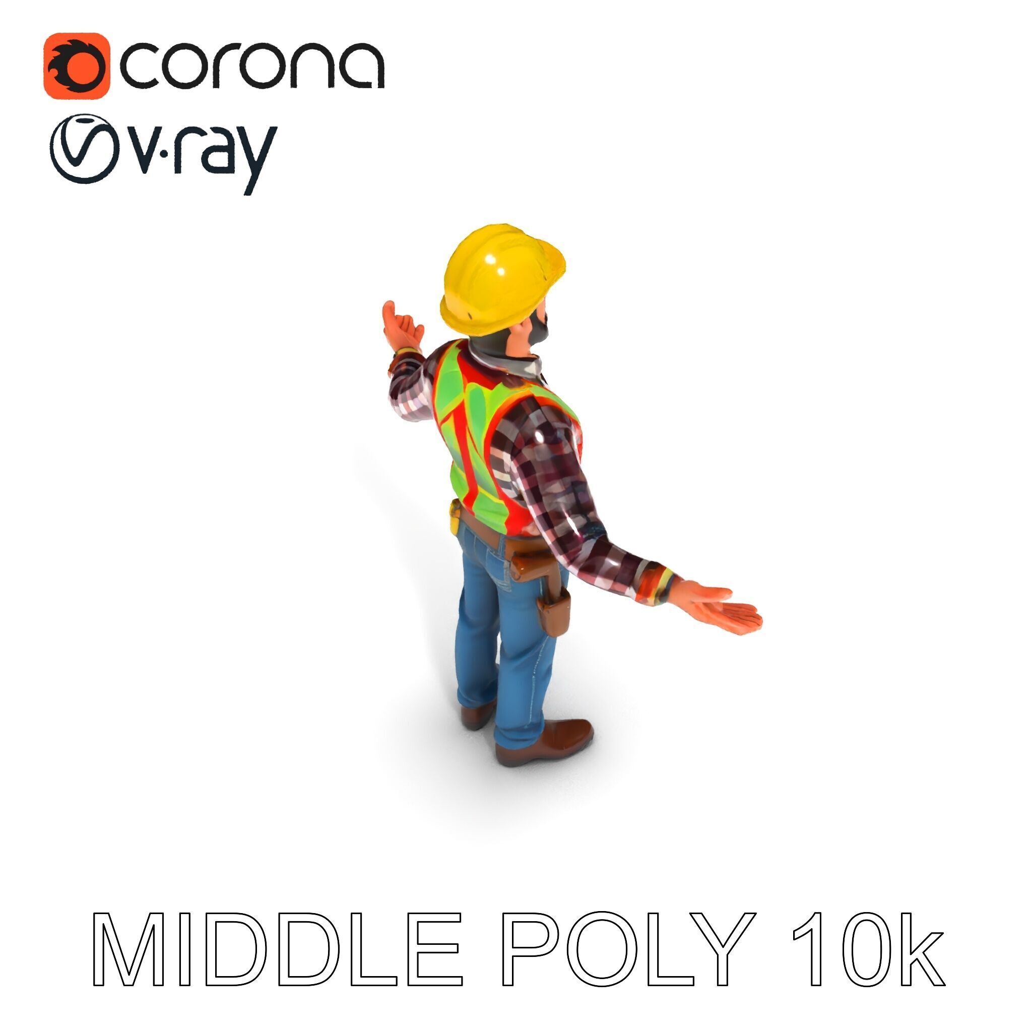 Construction Worker Character Model Pack Low-poly 3D model_30