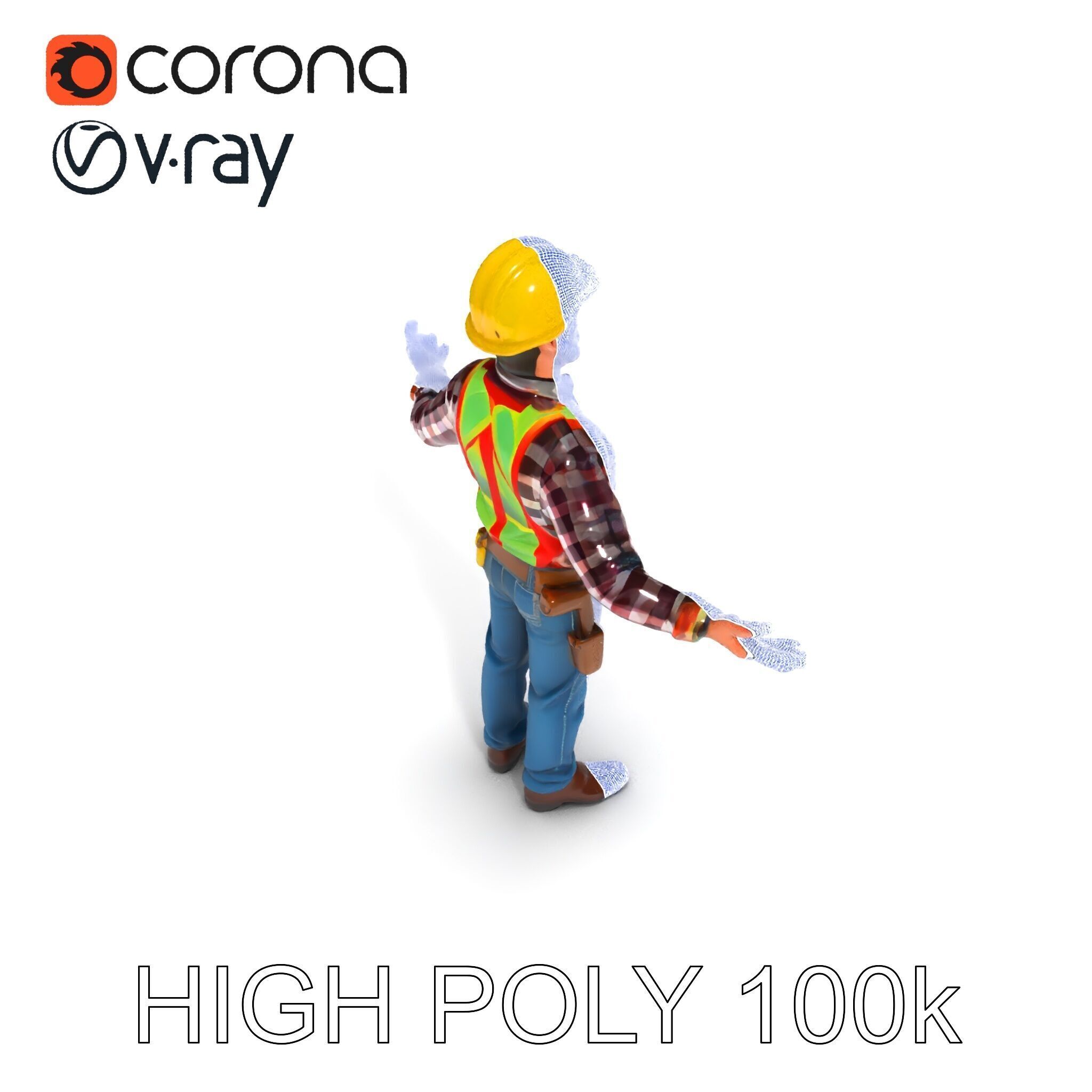 Construction Worker Character Model Pack Low-poly 3D model_13