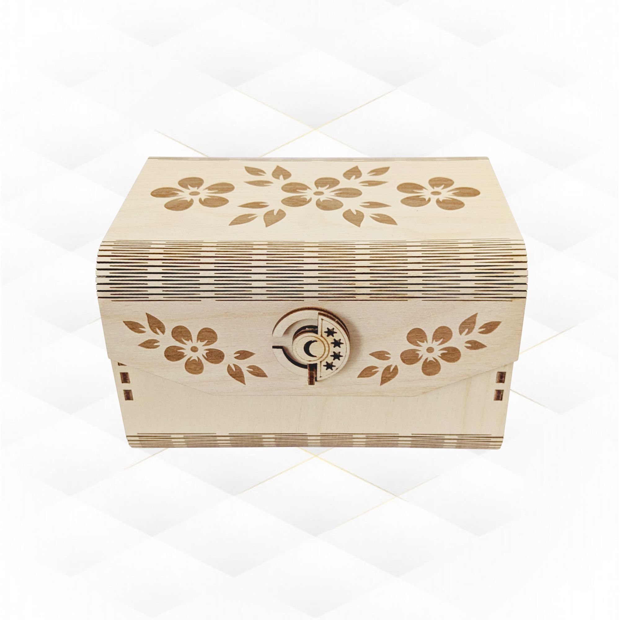 Gift jewelry box with lock laser cutting design greeting boxes 3D print model_4