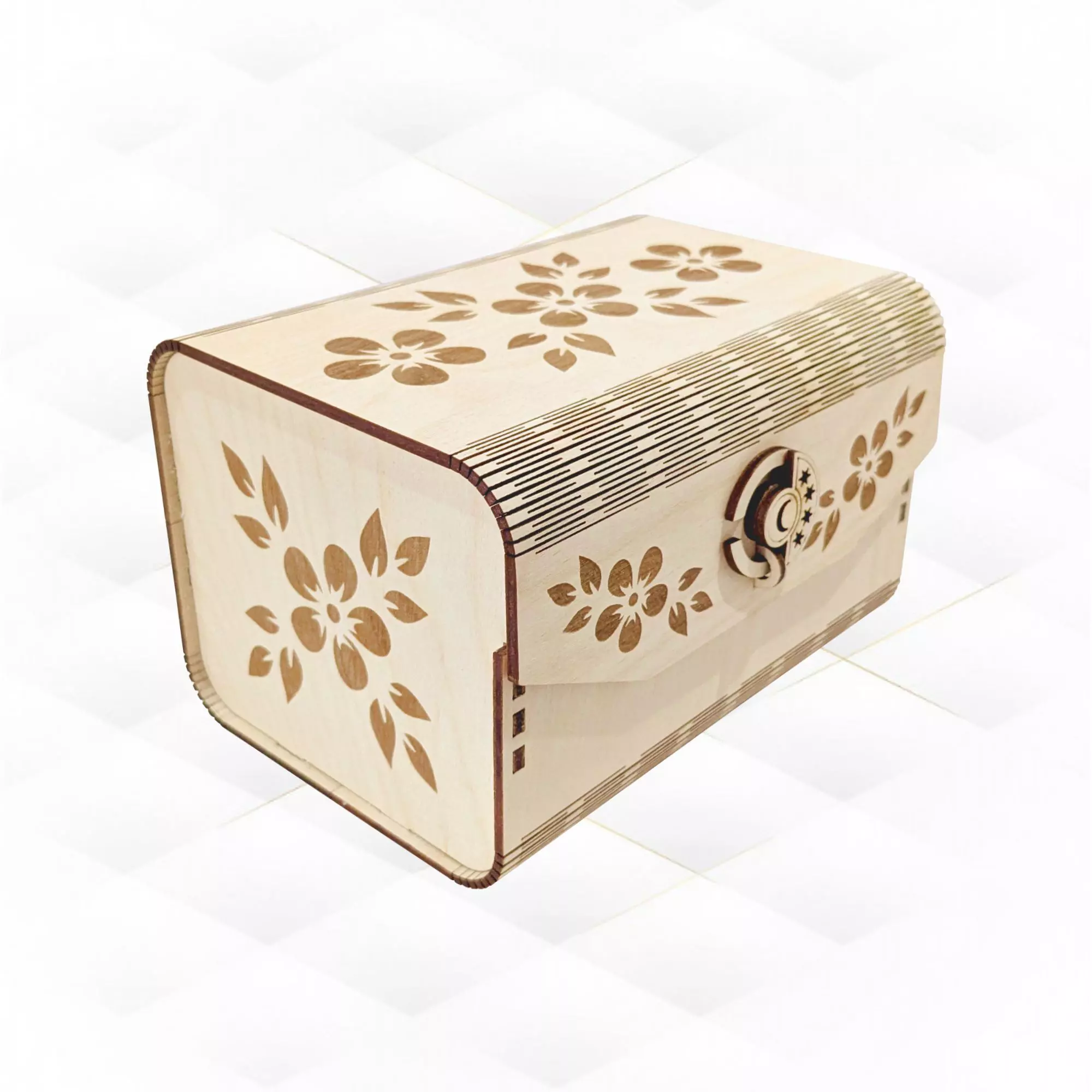 Gift jewelry box with lock laser cutting design greeting boxes 3D print model_0