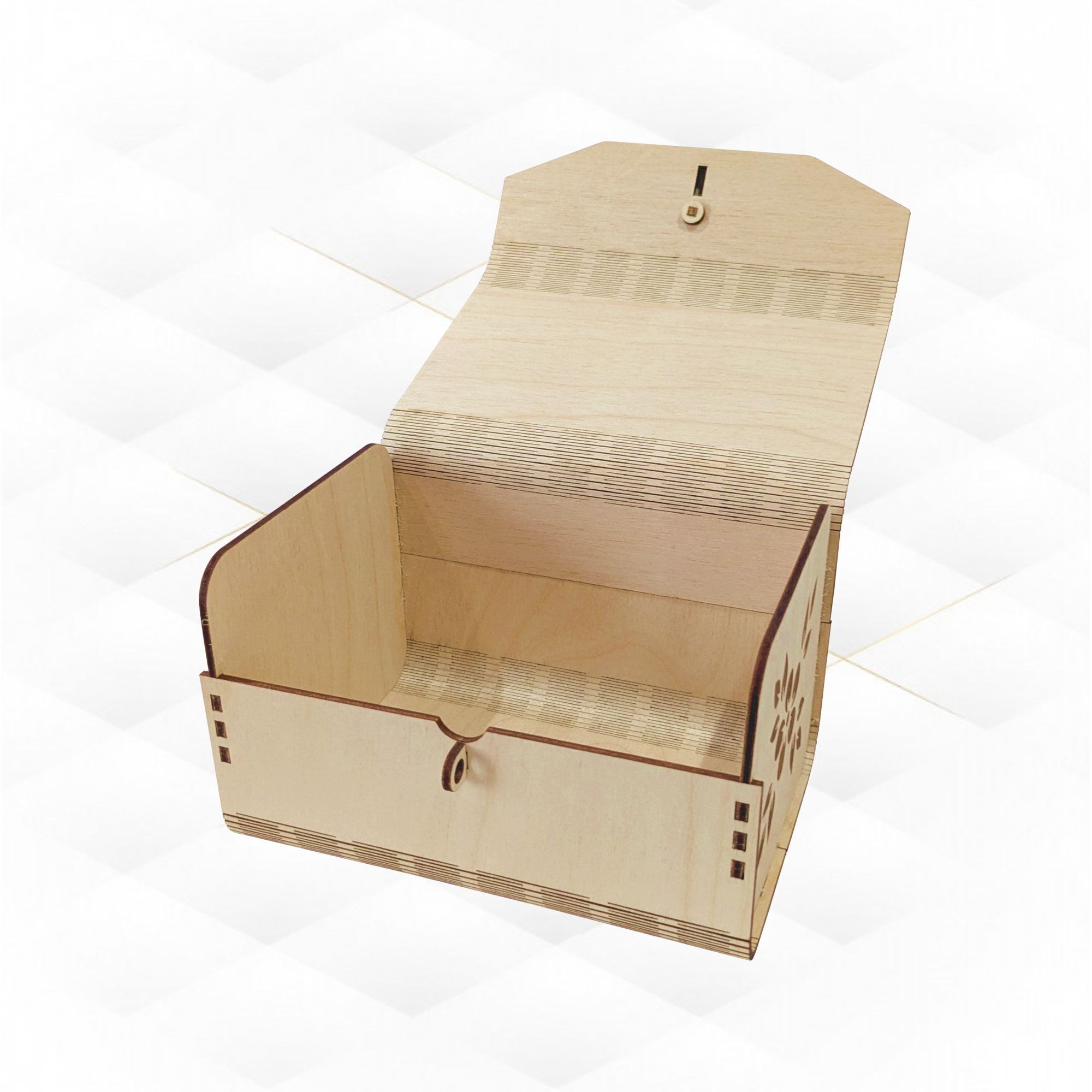 Gift jewelry box with lock laser cutting design greeting boxes 3D print model_3