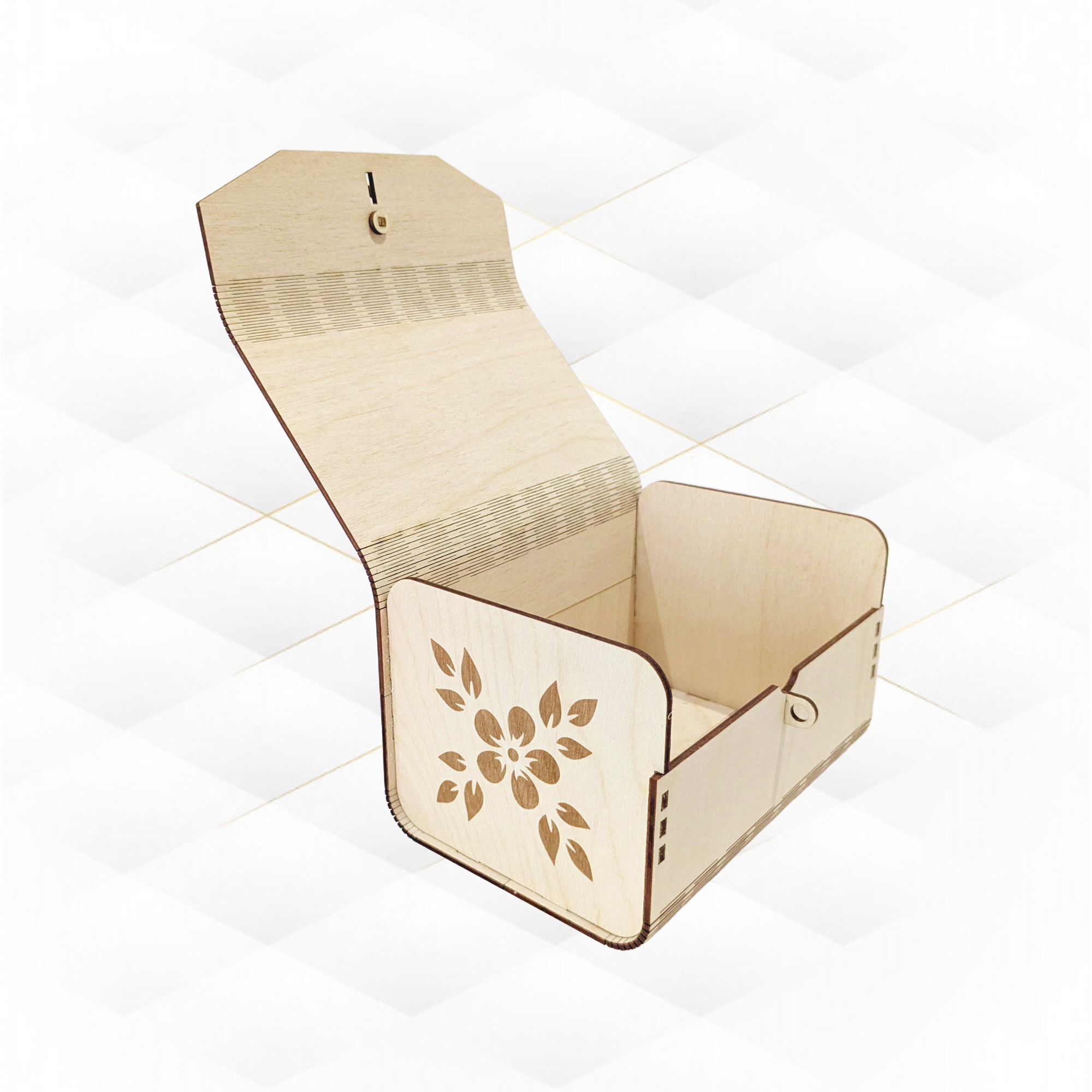 Gift jewelry box with lock laser cutting design greeting boxes 3D print model_1