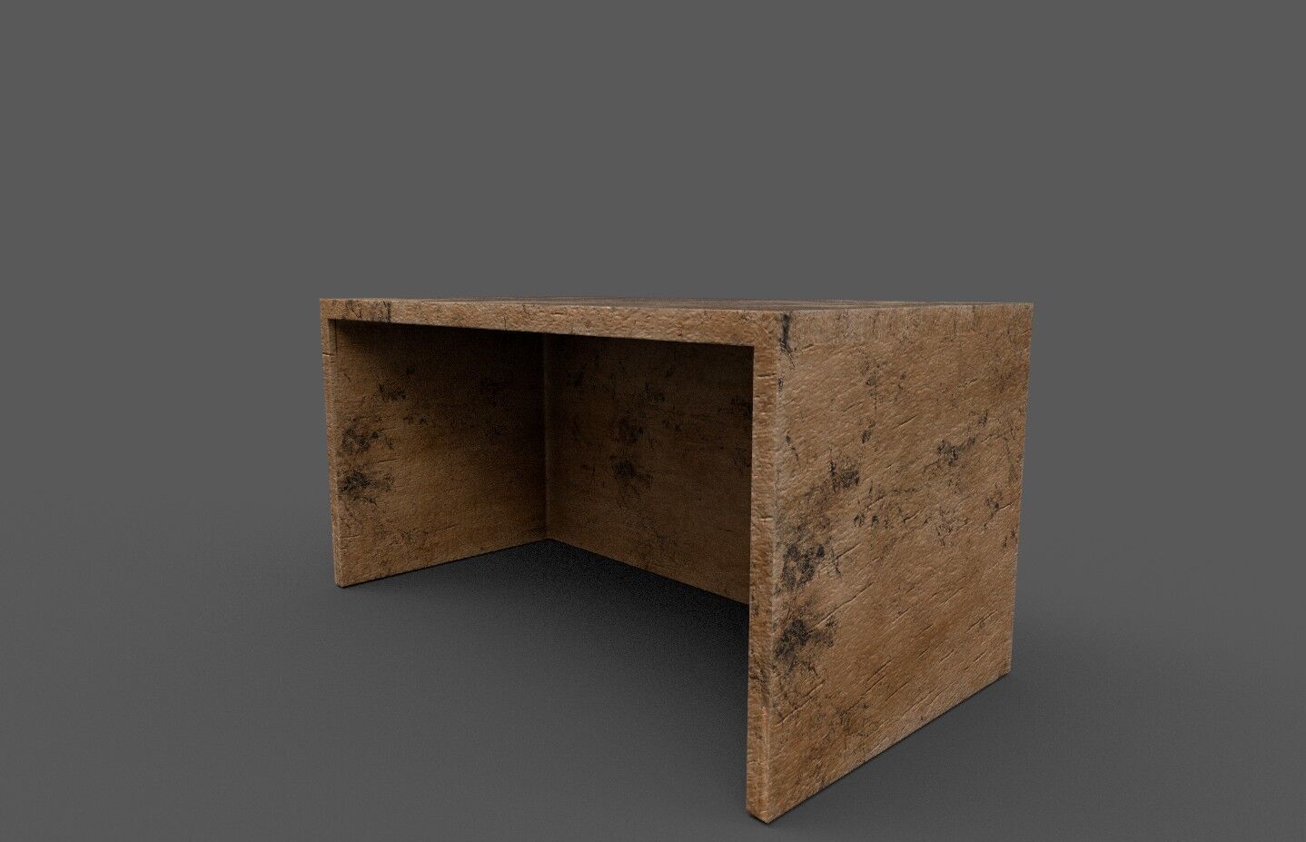 Old table Low-poly 3D model_2