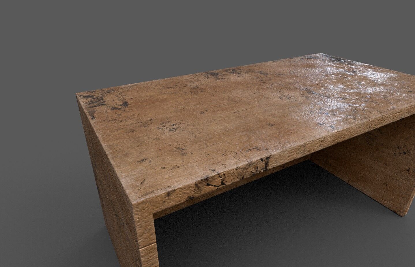 Old table Low-poly 3D model_3