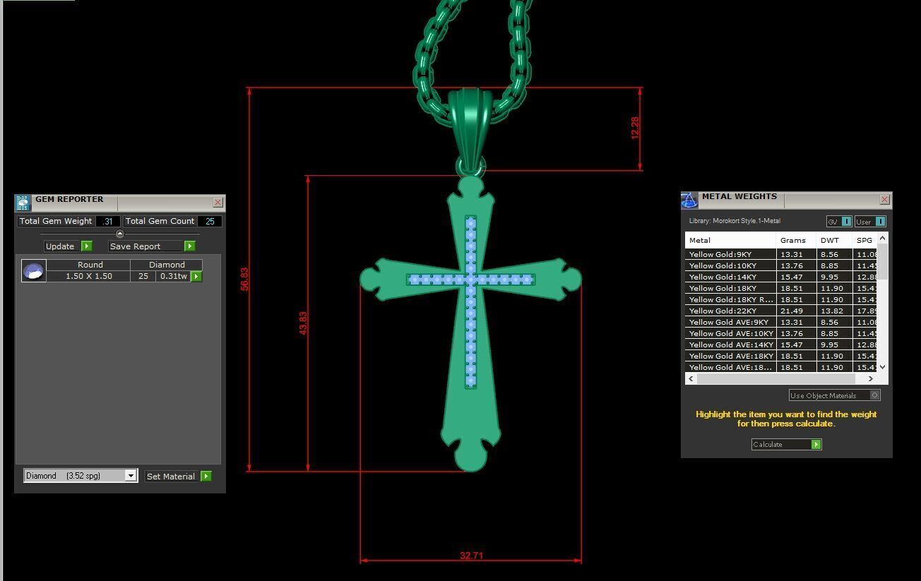 Jesu Cross Pendant 3CP031 3DM STL 3D print model_1