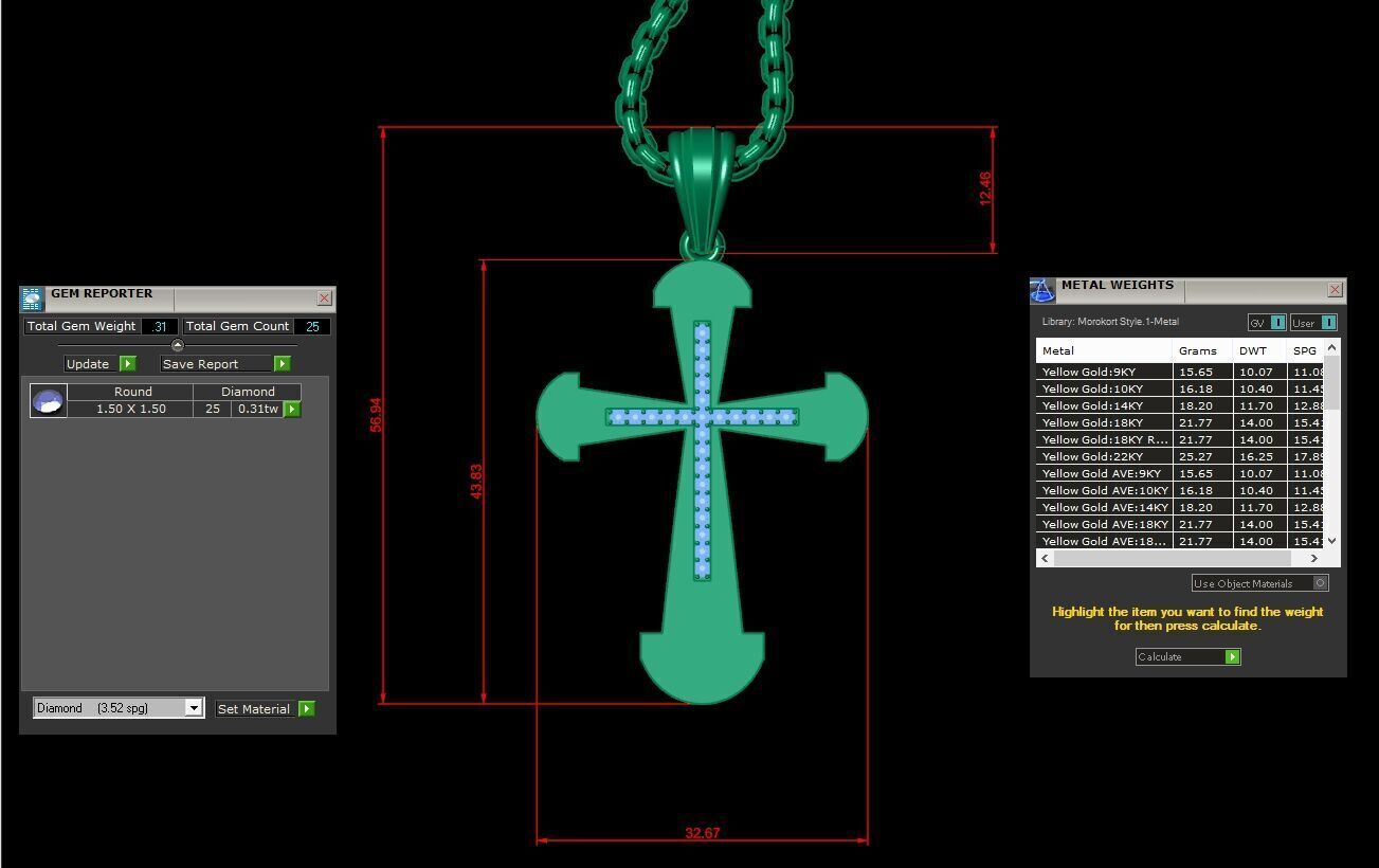 Jesu Cross Pendant 3CP029 3DM STL 3D print model_1
