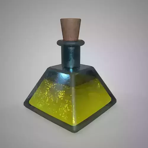 Fantasy Elixir Potion Bottle Yellow Game Asset PBR Textured