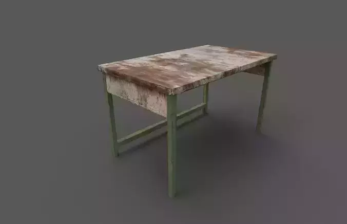 Old school desk Low-poly 3D model