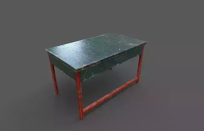 Old school desk Low-poly 3D model