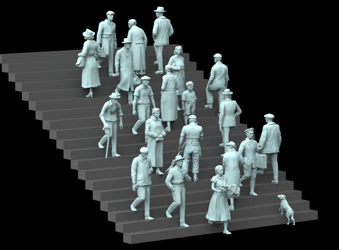 Retro People on the Stairs 3D print model_4