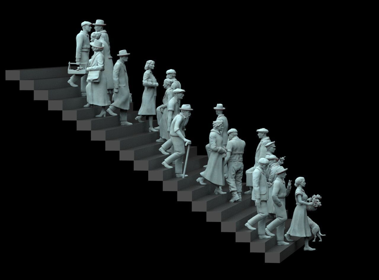 Retro People on the Stairs 3D print model_6
