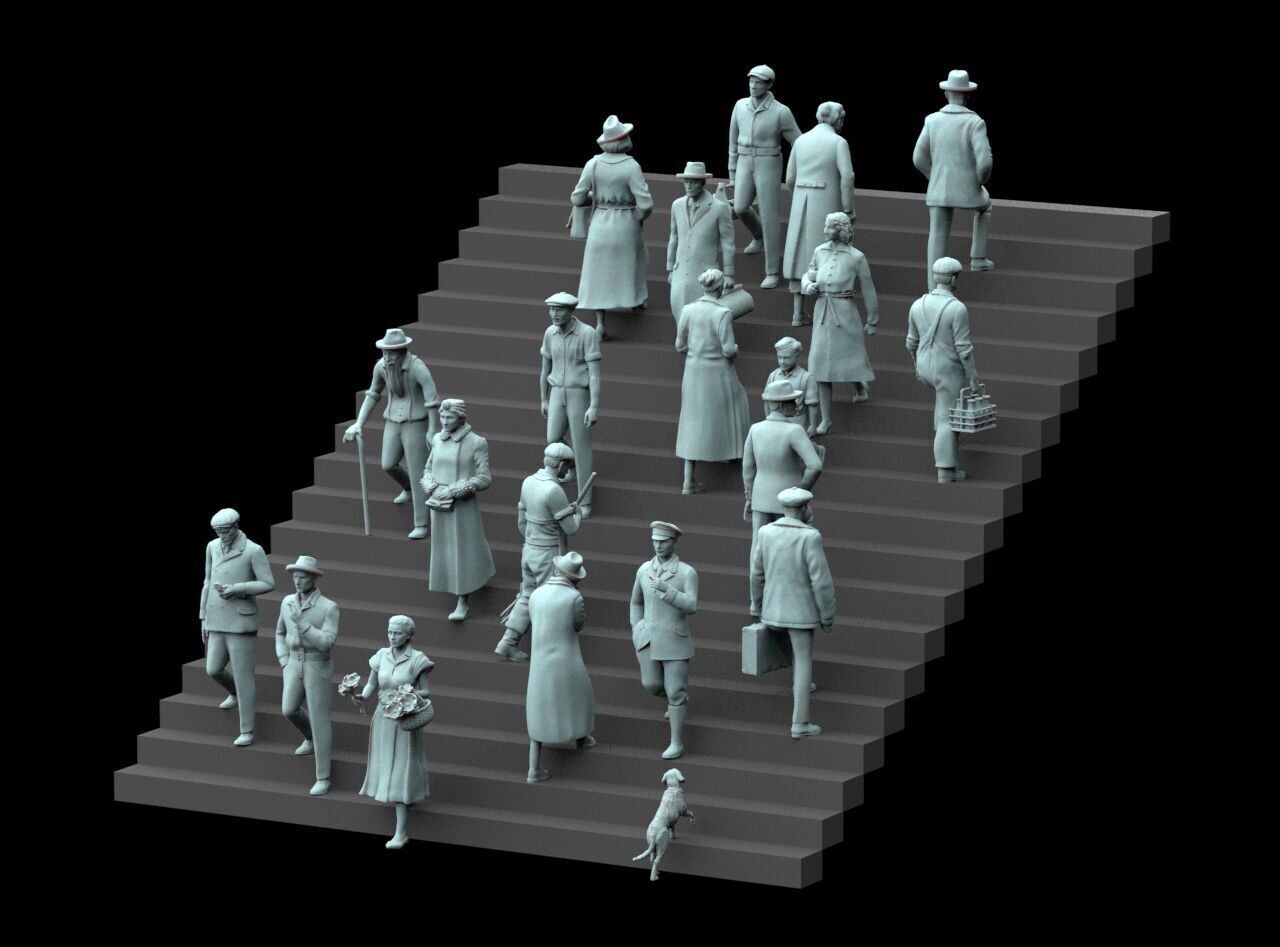 Retro People on the Stairs 3D print model_2
