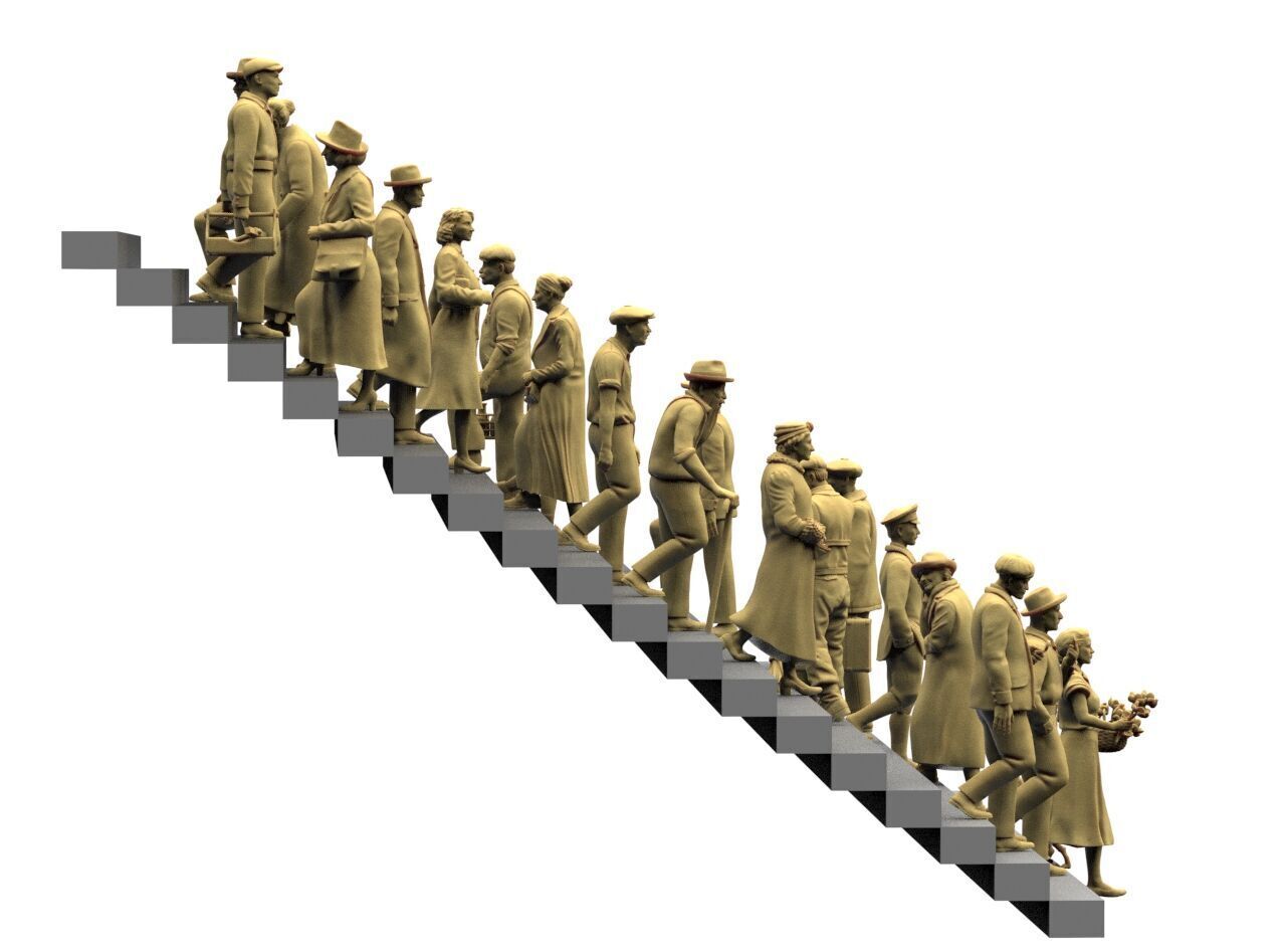 Retro People on the Stairs 3D print model_17