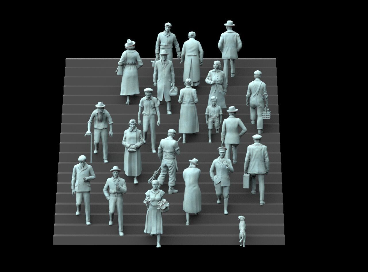 Retro People on the Stairs 3D print model_3
