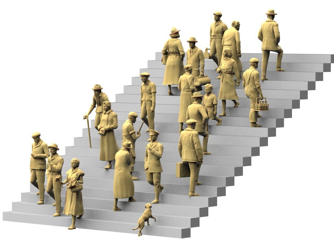 Retro People on the Stairs 3D print model_12