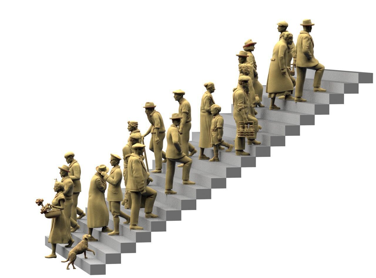 Retro People on the Stairs 3D print model_13