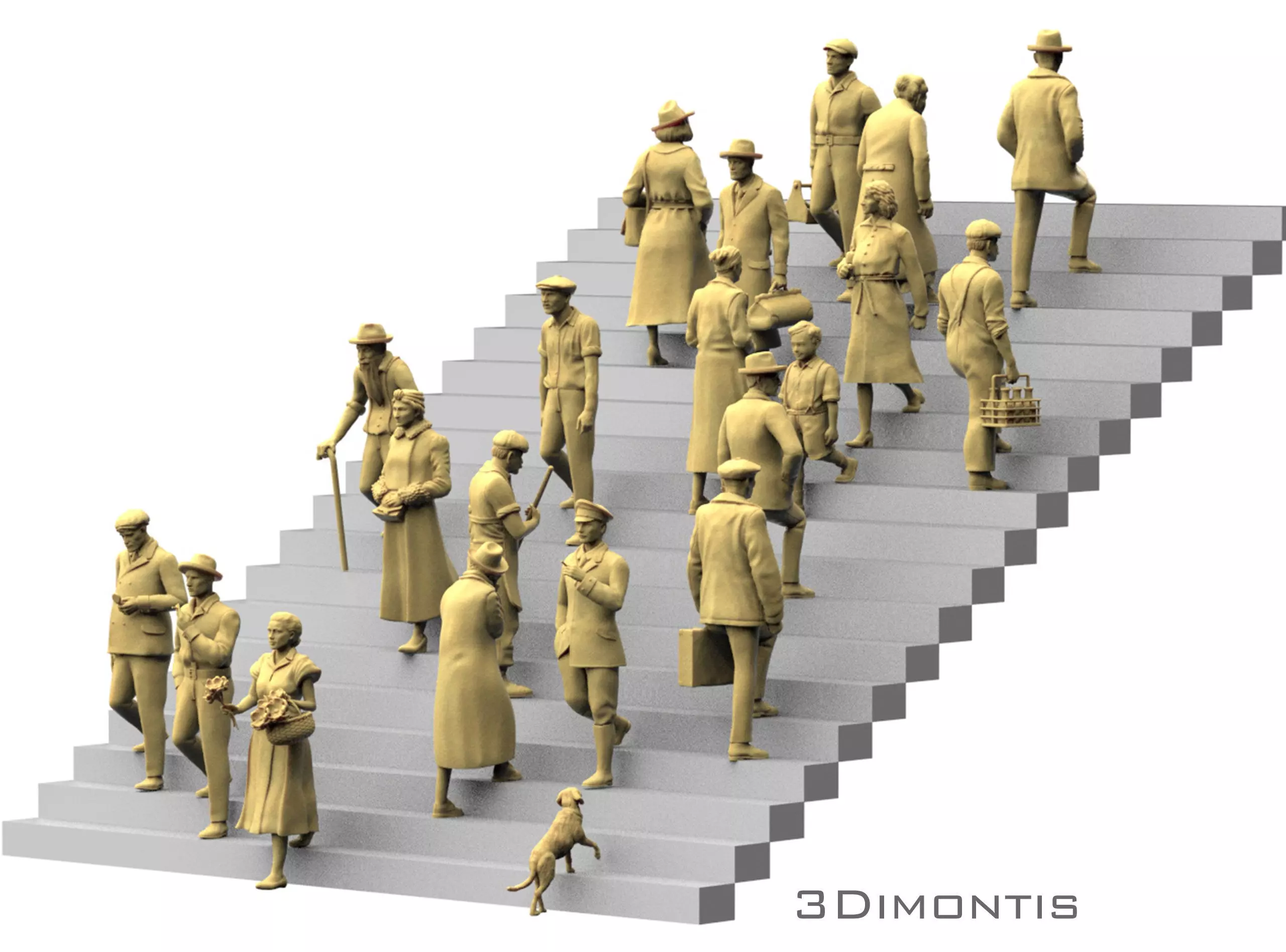 Retro People on the Stairs 3D print model_0