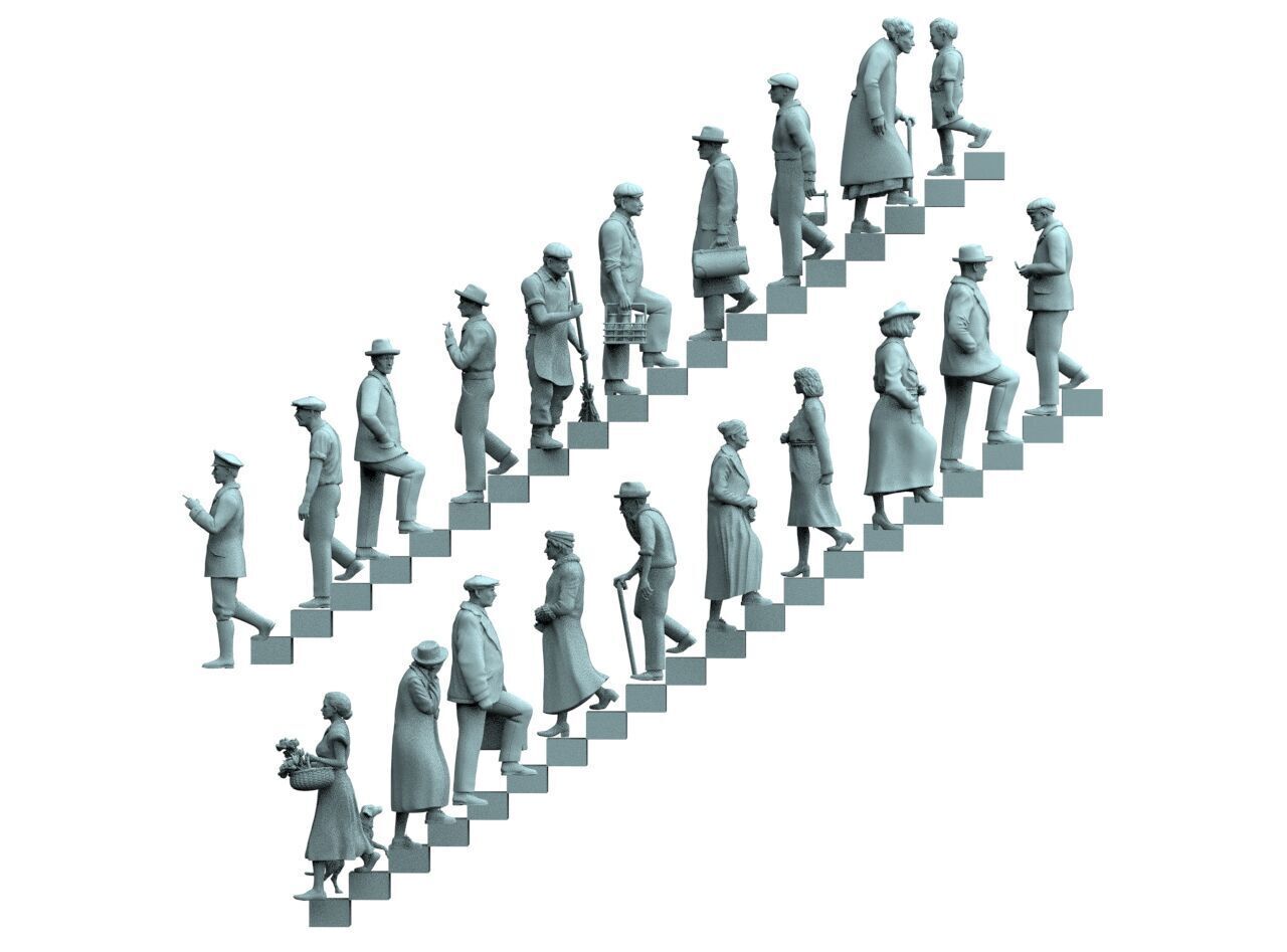 Retro People on the Stairs 3D print model_11