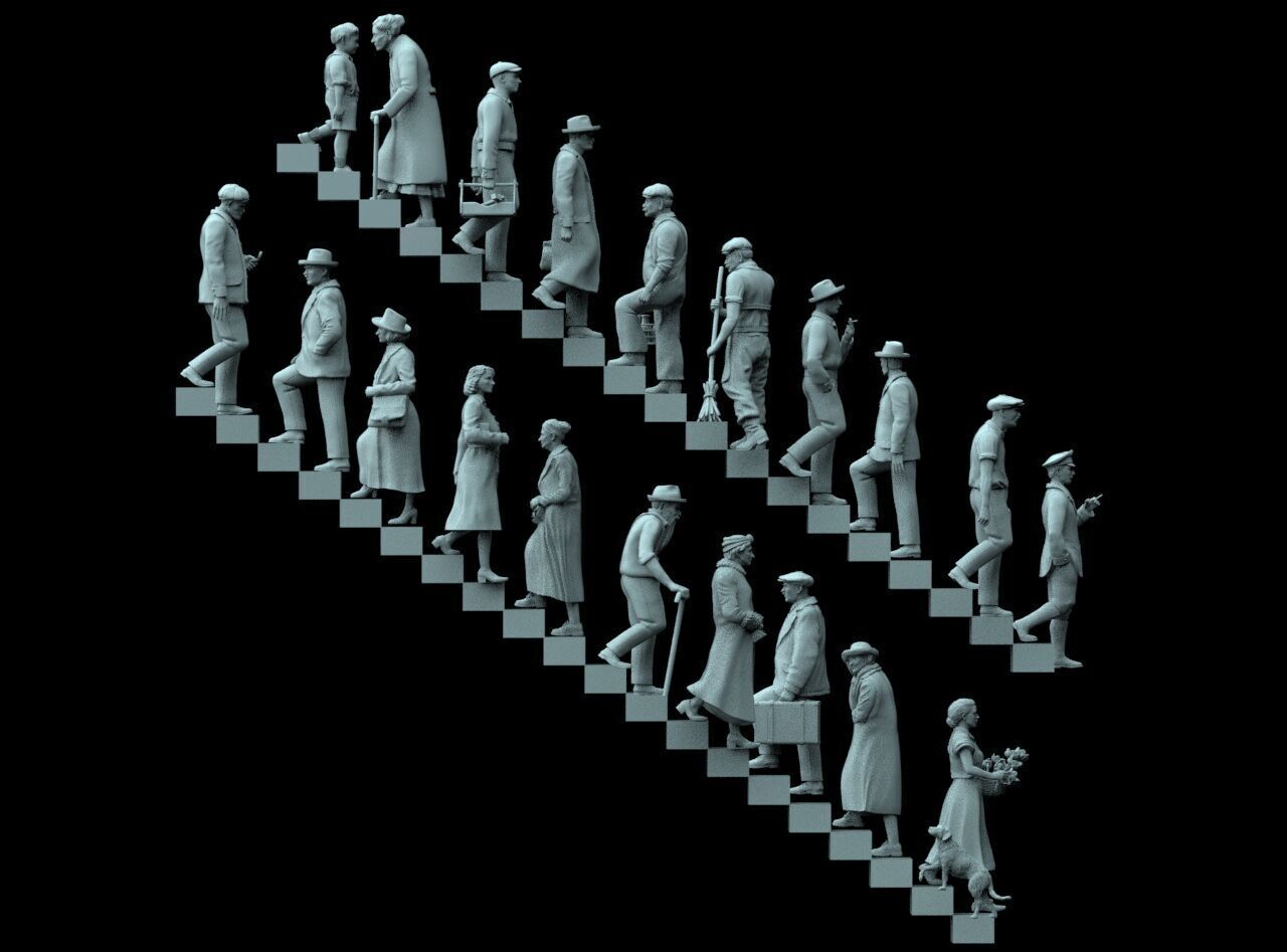 Retro People on the Stairs 3D print model_9