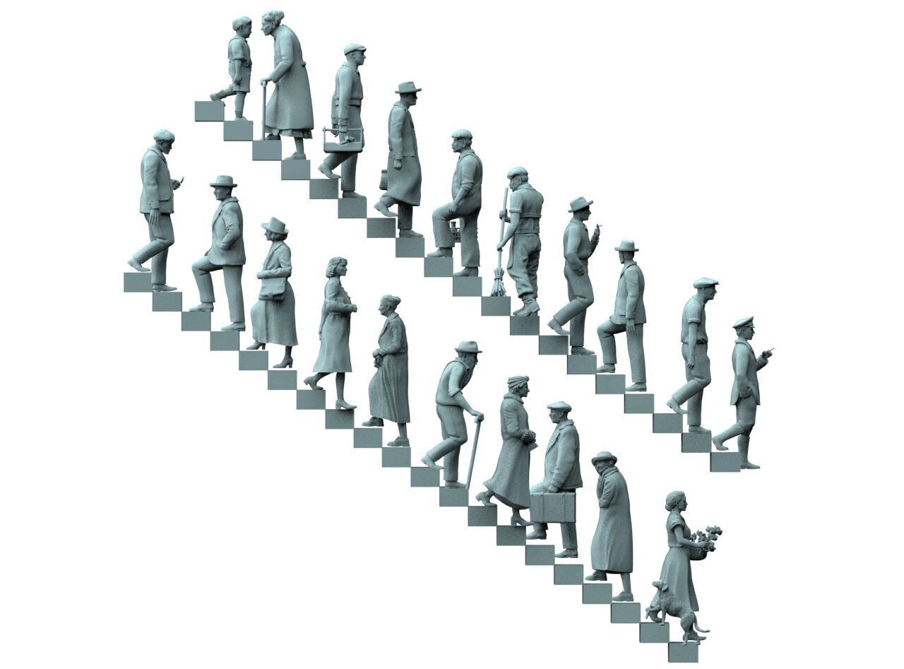 Retro People on the Stairs 3D print model_10