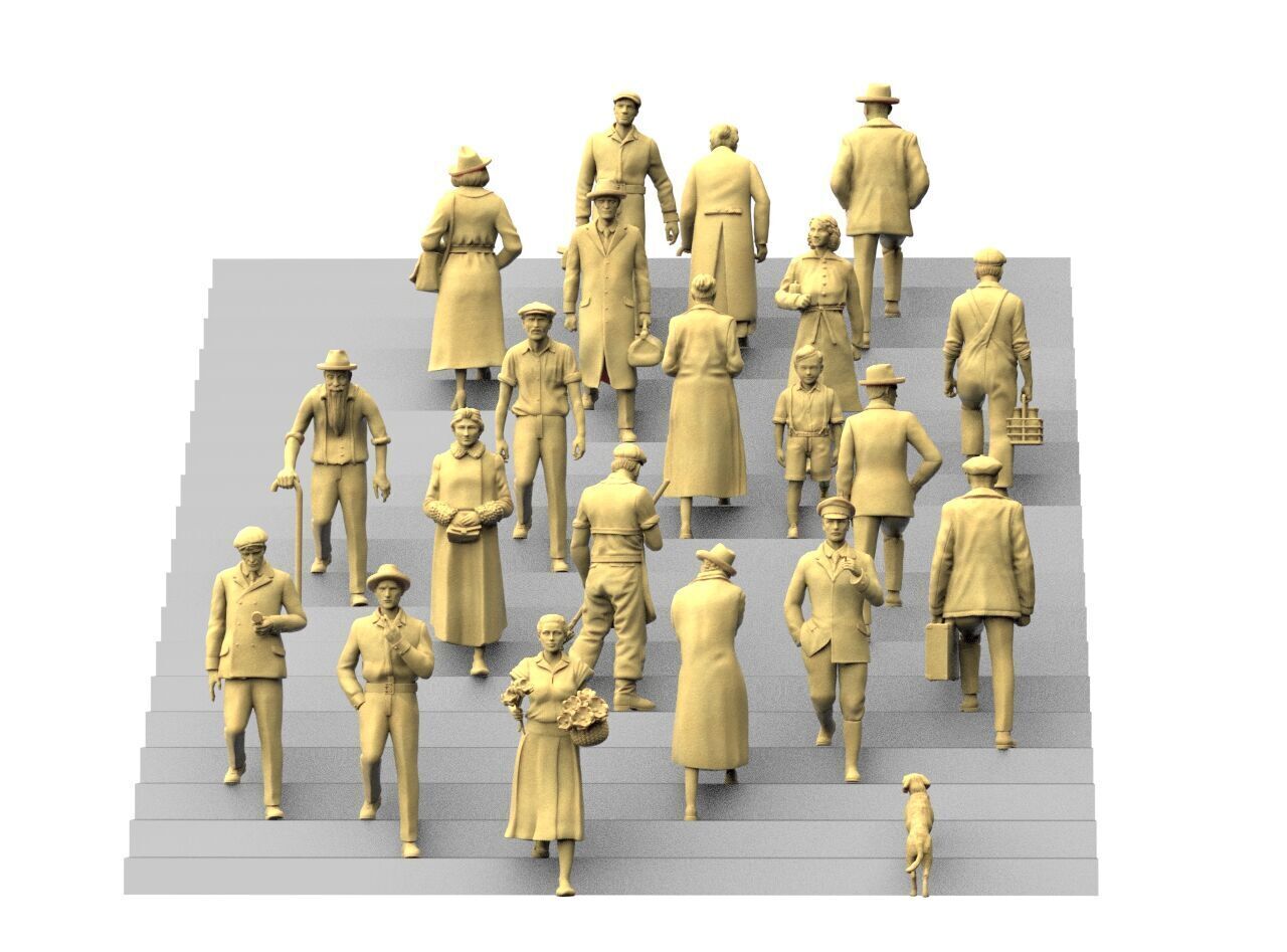 Retro People on the Stairs 3D print model_14