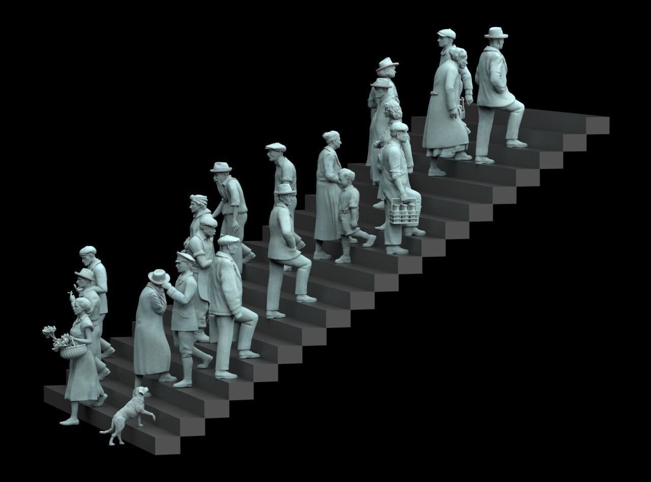 Retro People on the Stairs 3D print model_7
