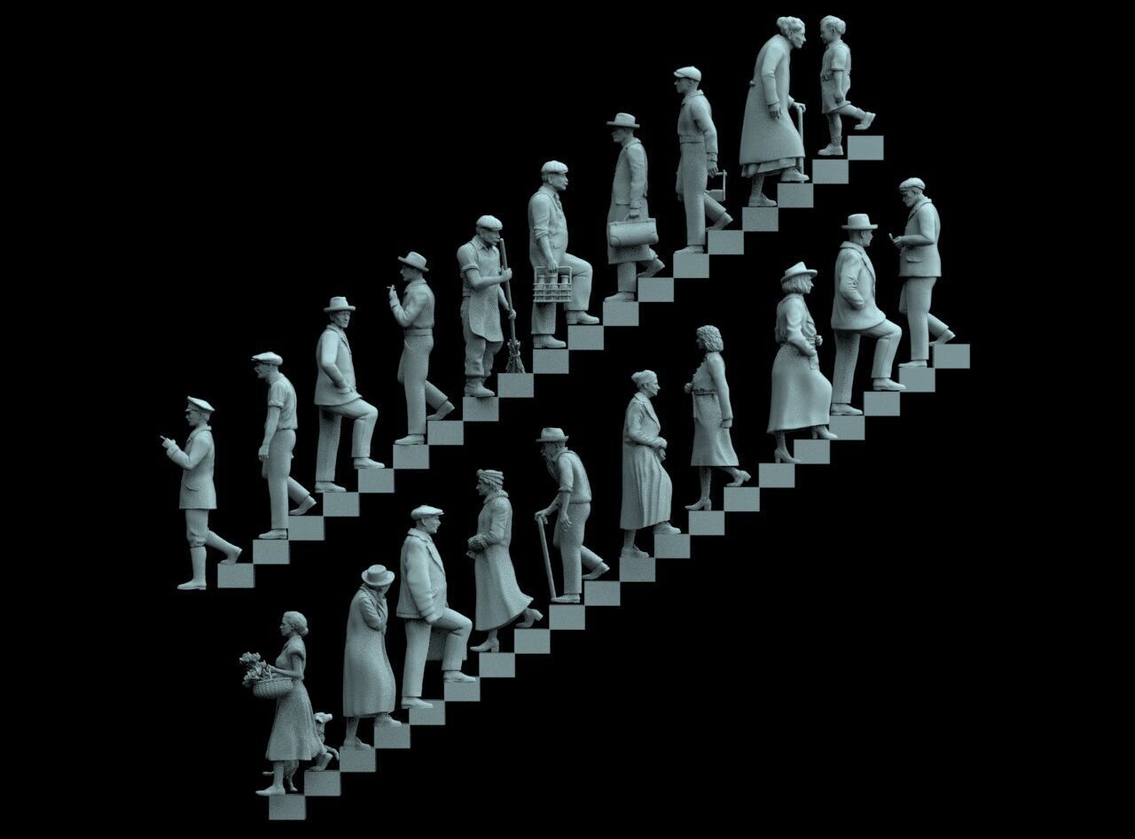 Retro People on the Stairs 3D print model_8