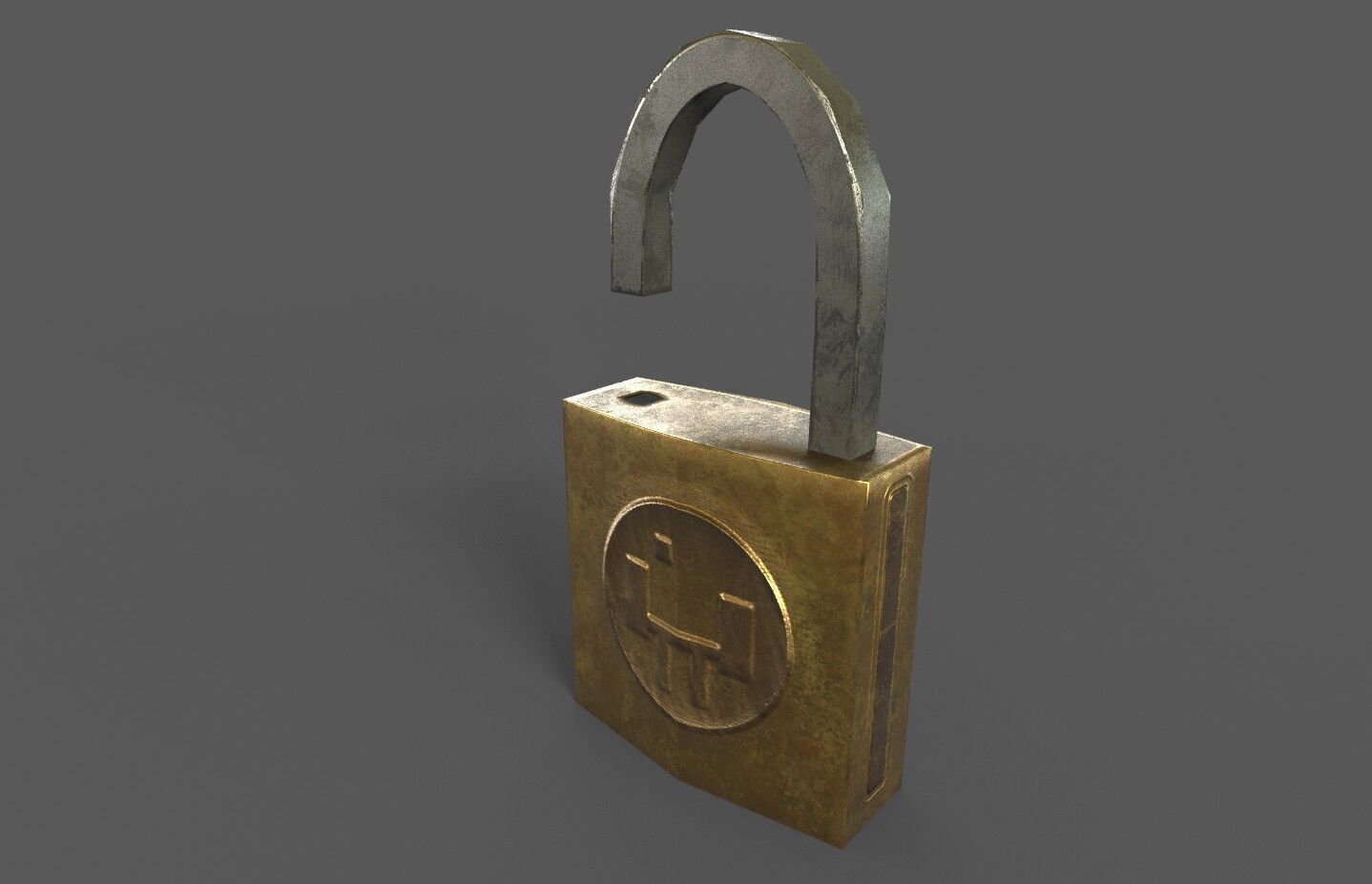 Padlock and chain ring Low-poly 3D model_1