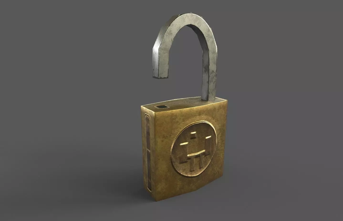 Padlock and chain ring Low-poly 3D model_0