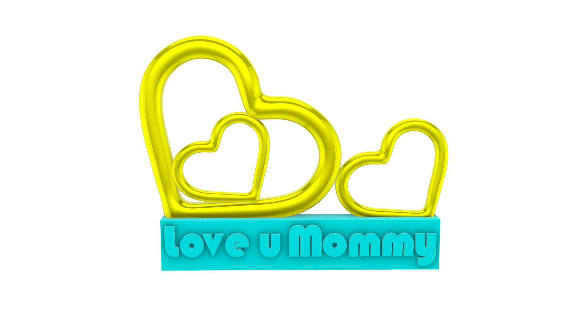 Love u moommmy stand hearts 3D print model_1