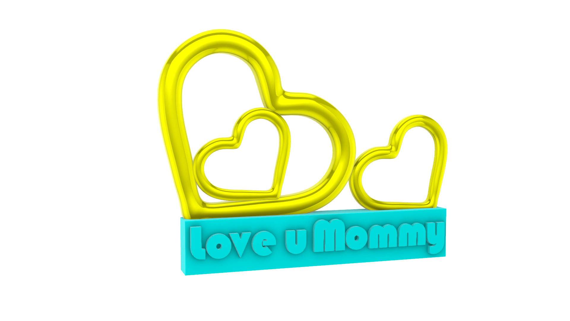 Love u moommmy stand hearts 3D print model_6