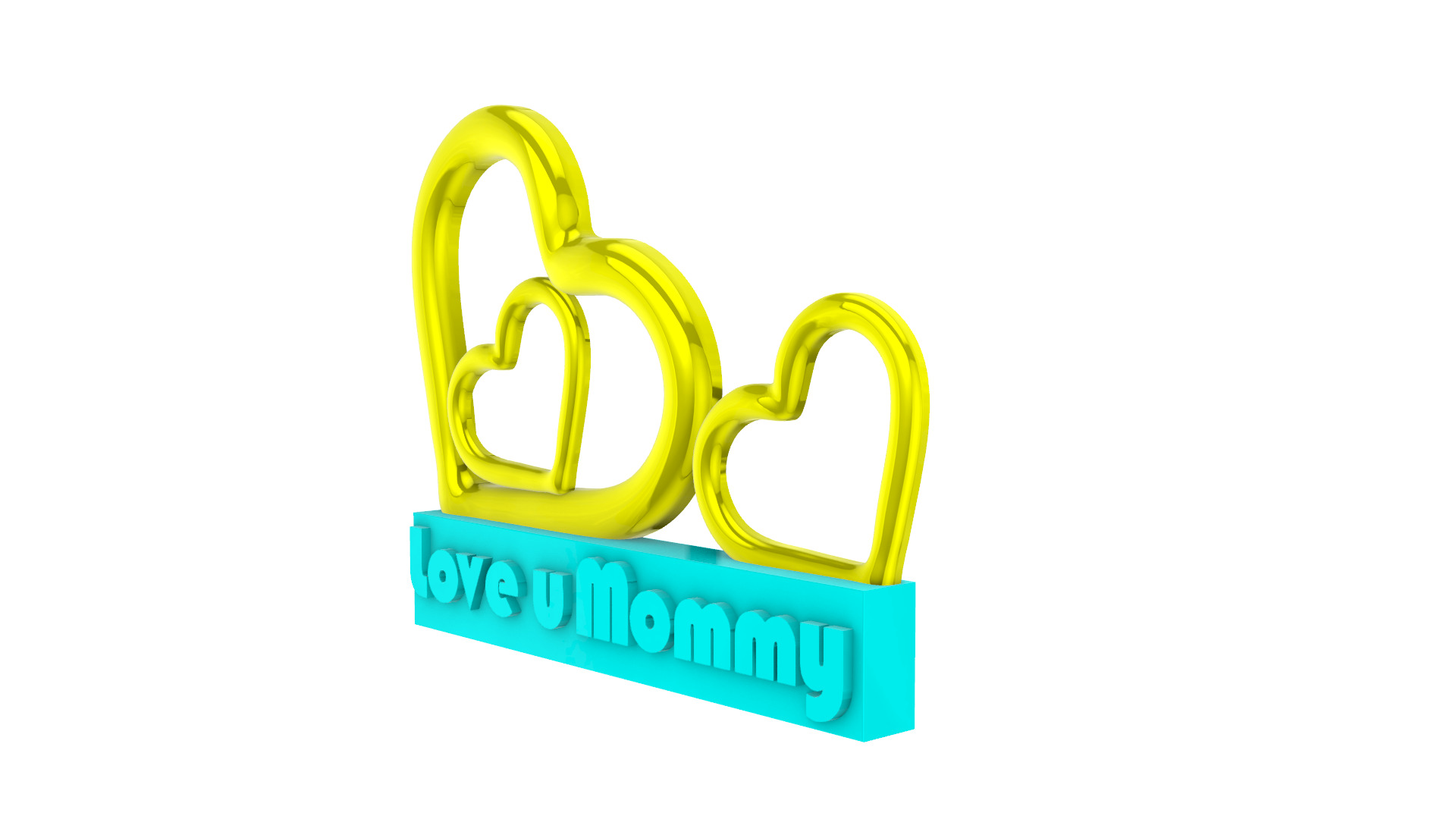 Love u moommmy stand hearts 3D print model_2