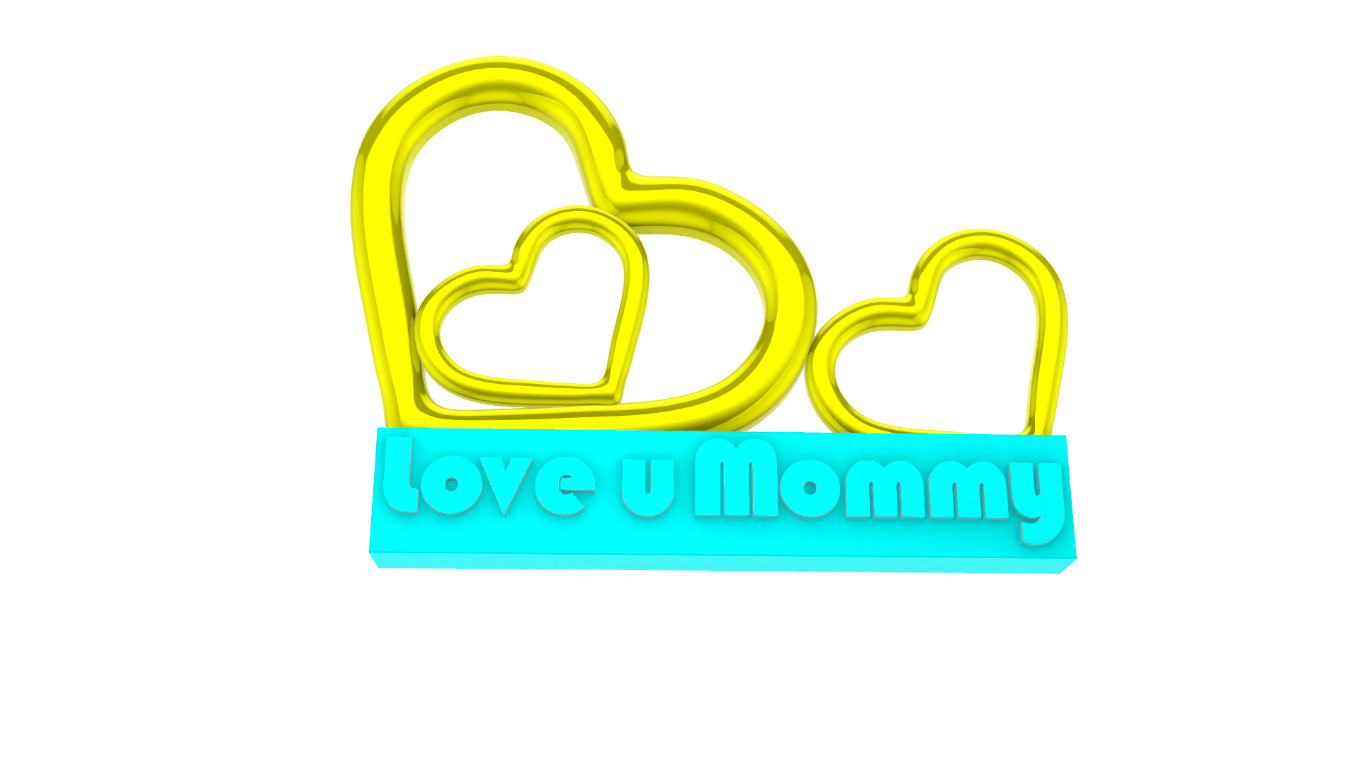 Love u moommmy stand hearts 3D print model_4