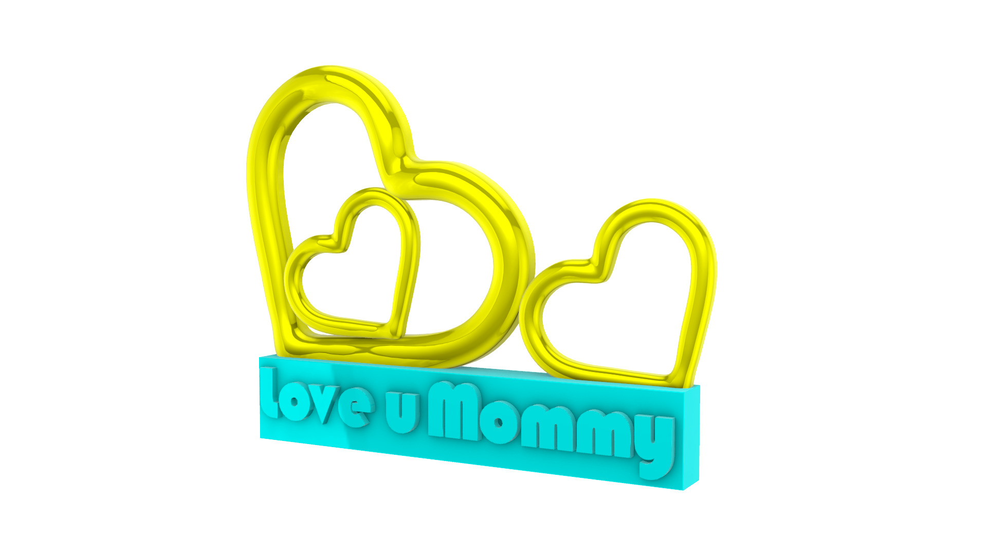 Love u moommmy stand hearts 3D print model_3