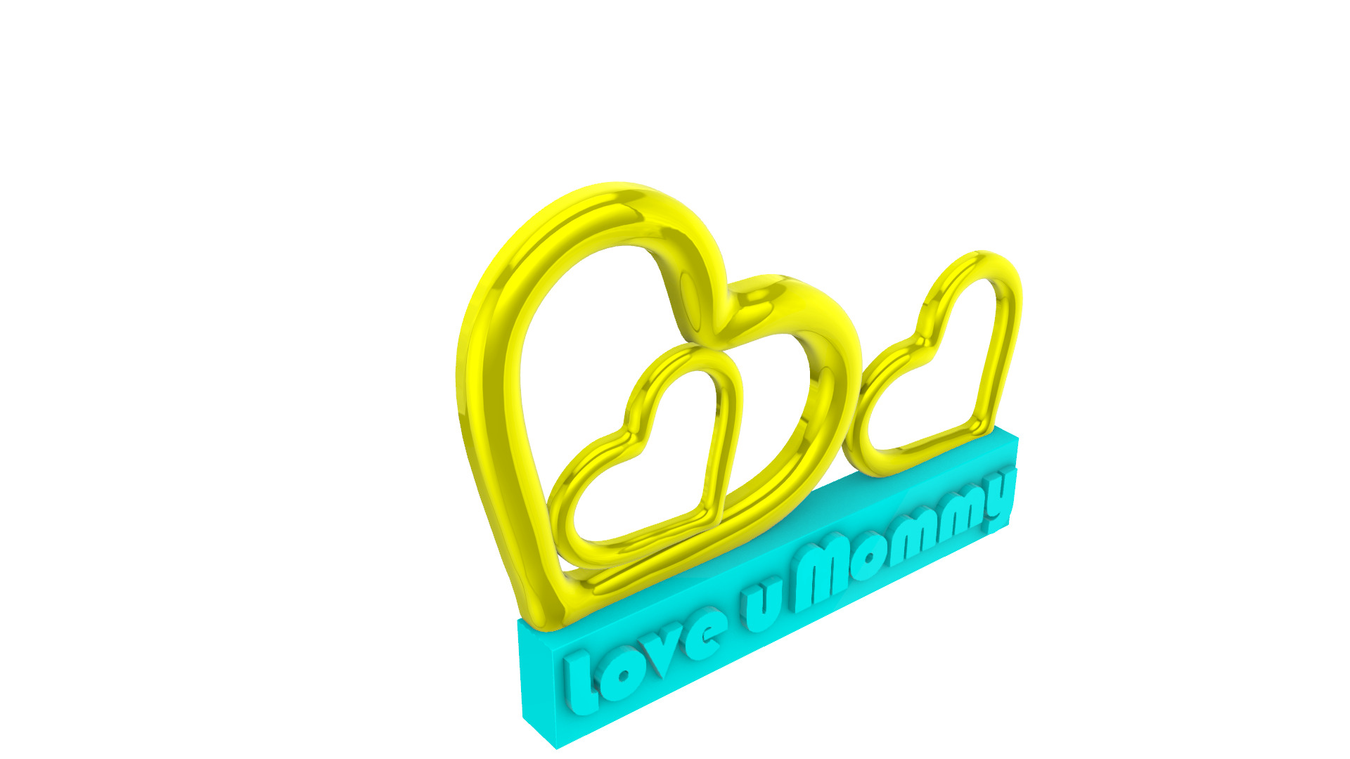 Love u moommmy stand hearts 3D print model_8