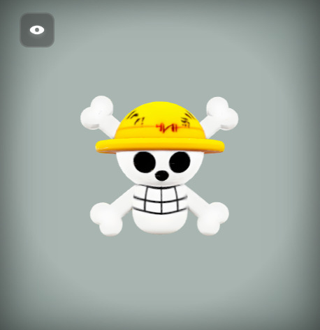 Realistic Onepiece Model - Skull with Strawhat and Crossbones 3D print model_1