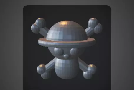 Realistic Onepiece Model - Skull with Strawhat and Crossbones 3D print model_0